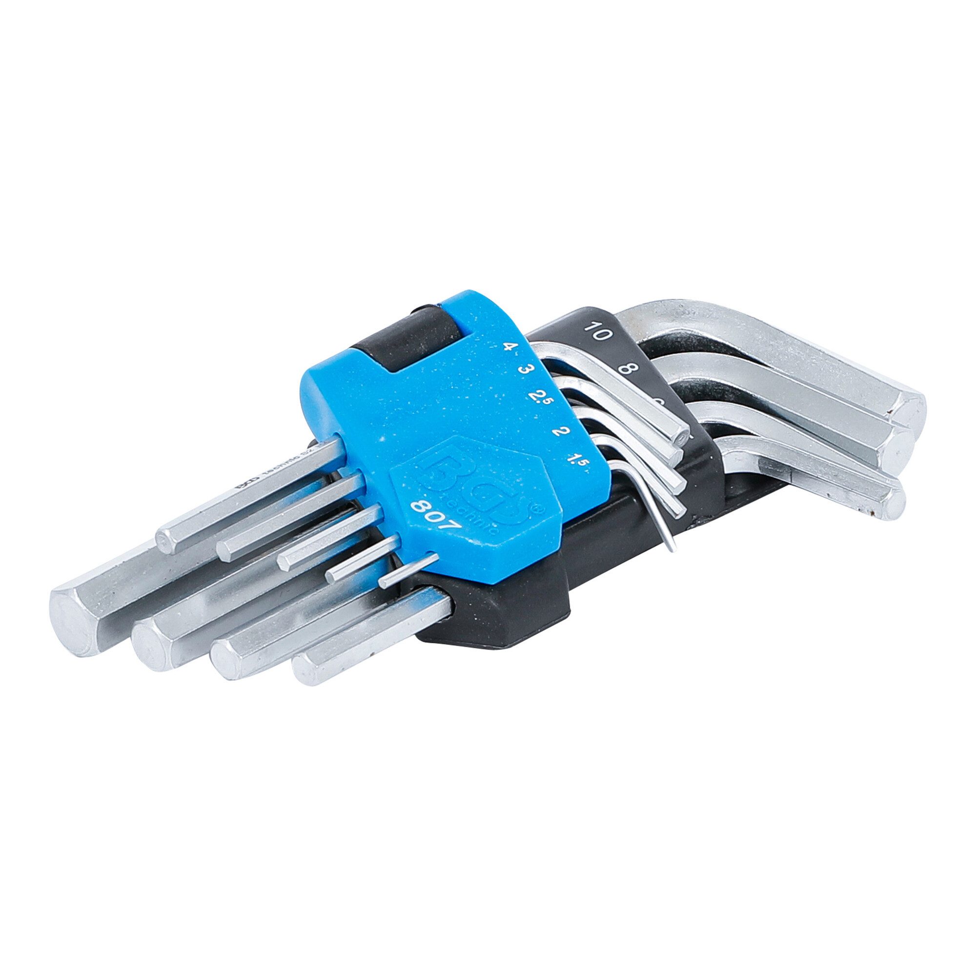 BGS technic Innensechskantschlüssel BGS Winkelschlüssel-Satz kurz Innensechskant 1,5 - 10 mm, 9-tlg.