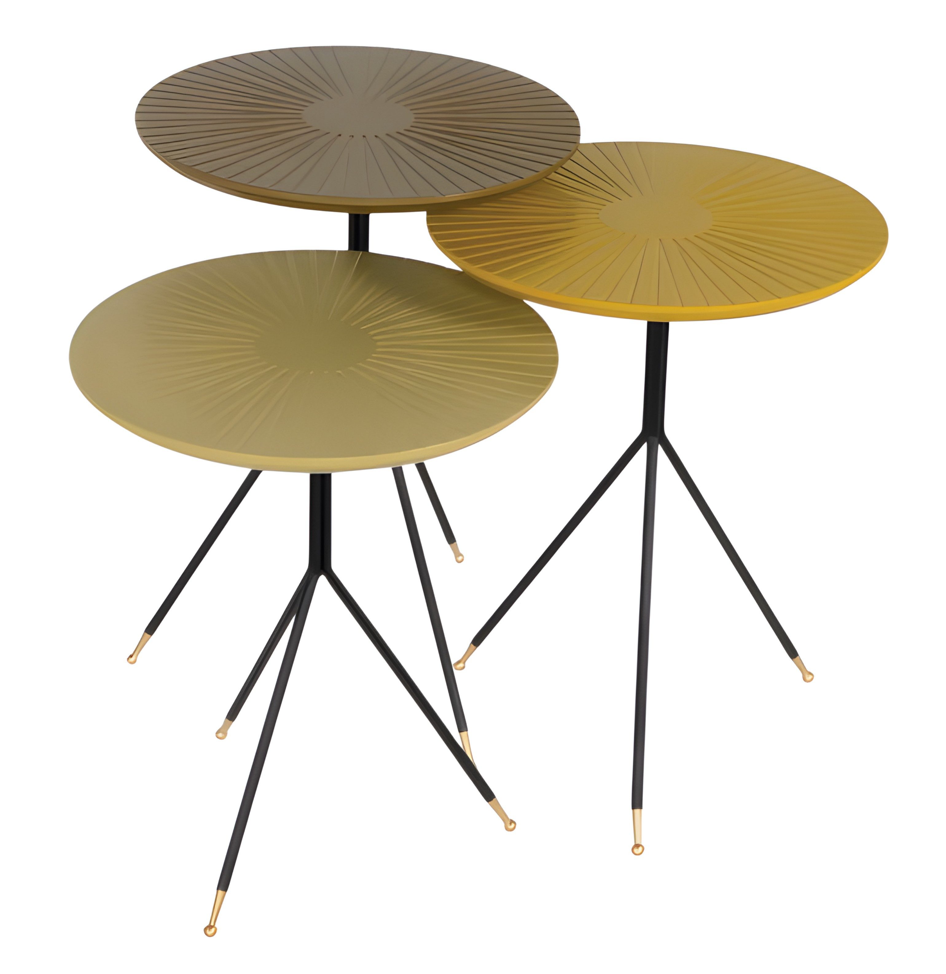 Xlmoebel Satztisch Goldener Beistelltisch aus Metall mit elegantem Design (Einzeln, 1-St., Beistelltisch, Gold), Made in Europa