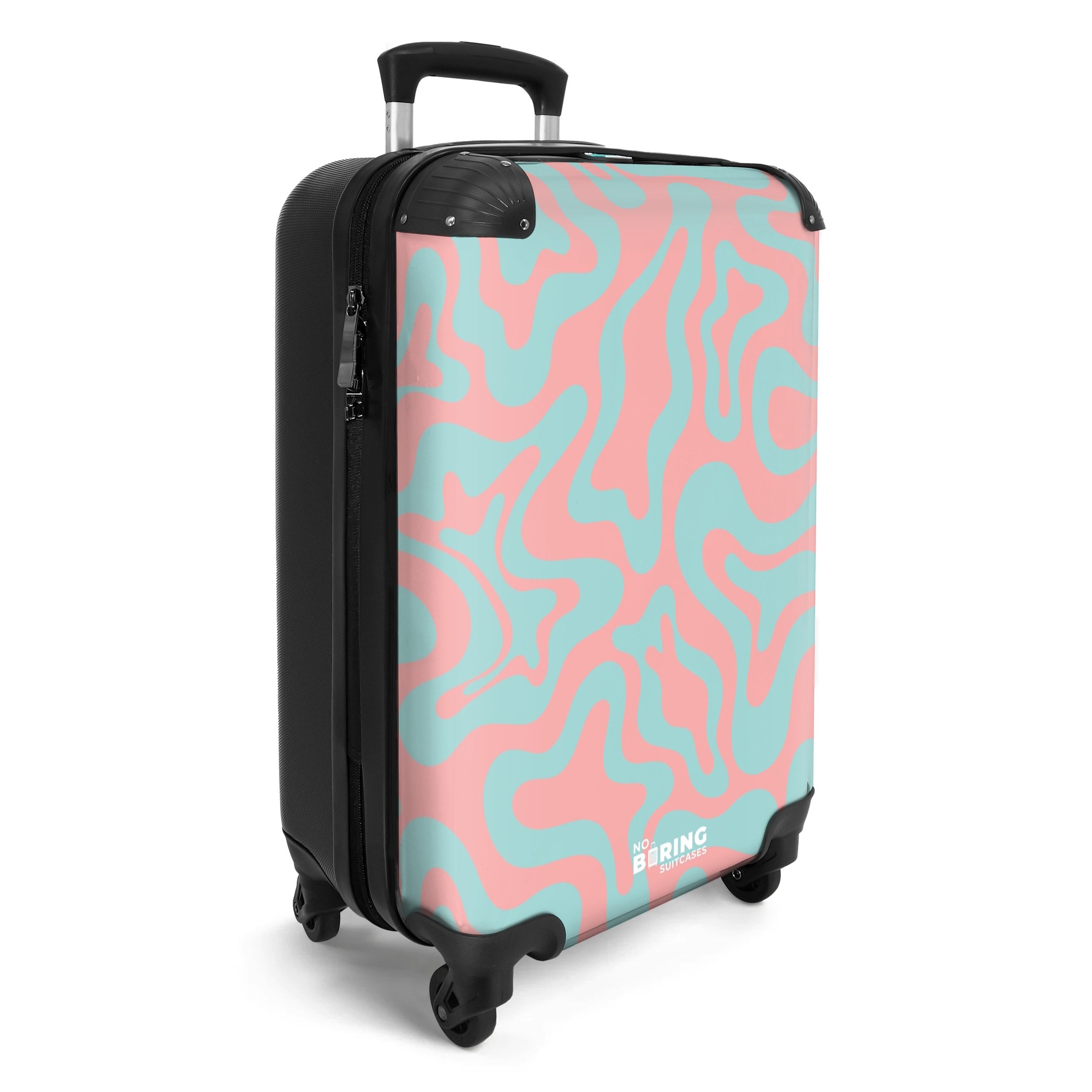 NoBoringSuitcases.com© Hartschalen-Trolley Rosa mit blauem abstraktem günstig online kaufen