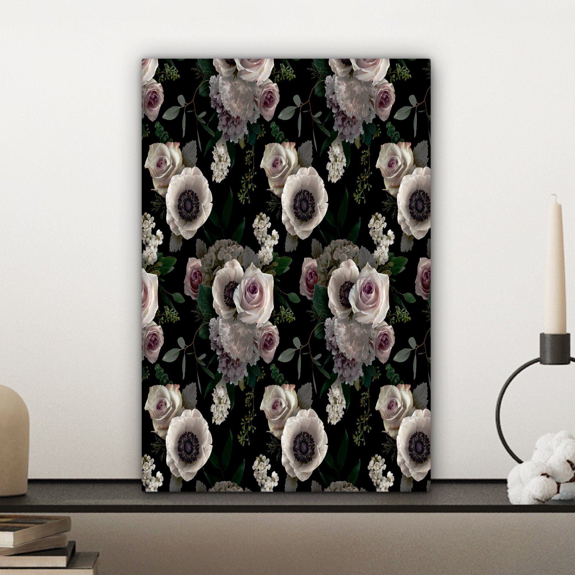 Rose Gemälde, St), Blumen Anemone, (1 - OneMillionCanvasses® inkl. cm 20x30 - bespannt Zackenaufhänger, Leinwandbild fertig Leinwandbild