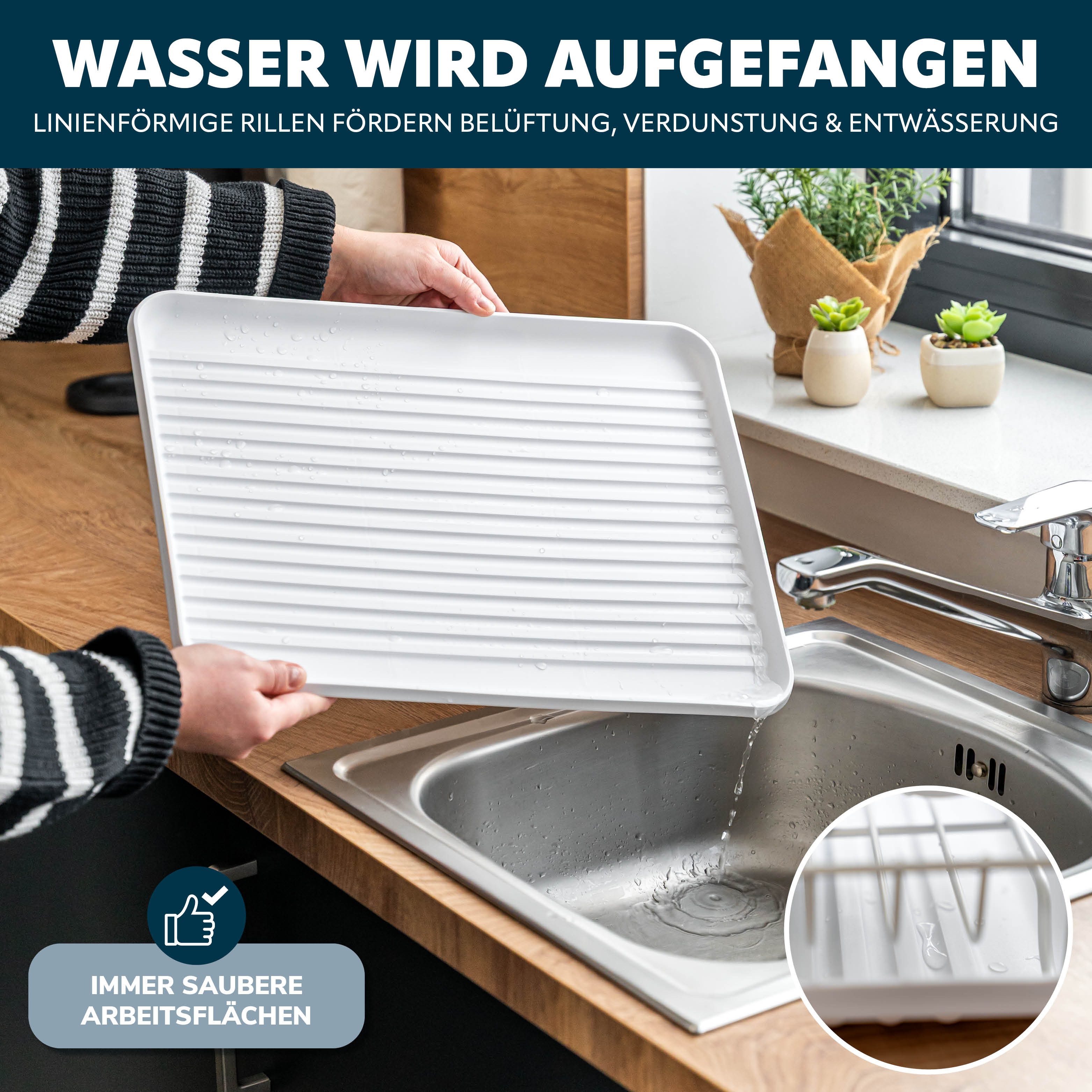 eluno Geschirrständer Metall-Abtropfgestell mit Abtropfschale für Geschirr mit Besteckhalter – Bild 5 von 5