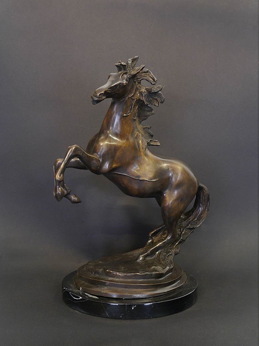 Tierfigur Marmorsockel Skulptur Figur auf Bronze Pferd AFG Hengst