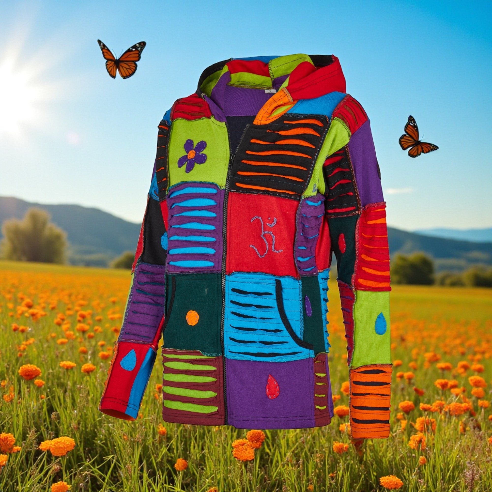 Mein Style Sweatjacke Baumwoll Patch Jacke bunt (1 Stück, 1-tlg., 1 Stück) kann als Jacke oder Pullover getragen werden – Bild 5 von 5