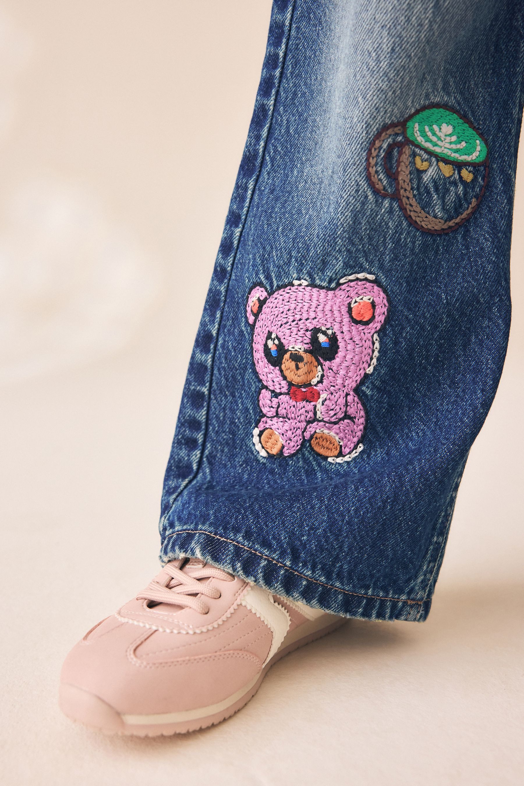 Next Weite Jeans Bestickter Jeans mit weitem Bein (1-tlg) – Bild 4 von 5