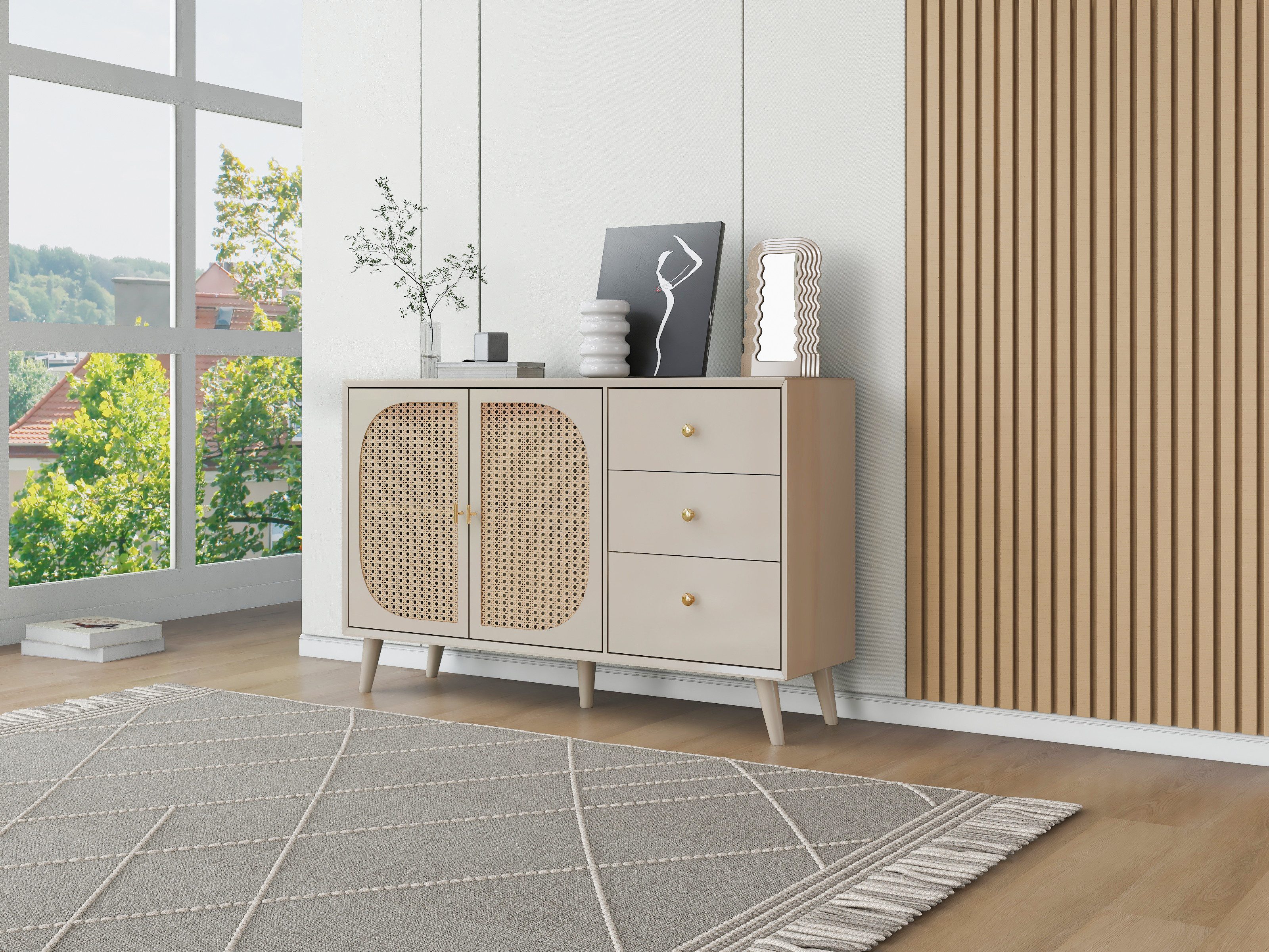MODFU Sideboard Kommode (Breite 120 cm), (mit 2 Türen und 3 Schubladen) günstig online kaufen