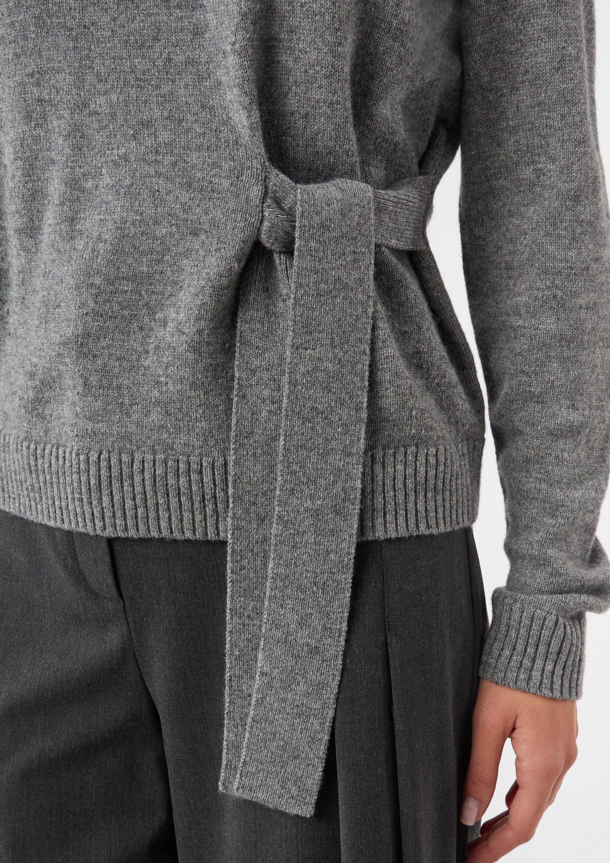 comma Longpullover Strickpullover Strickpullover aus Wollmix mit Bindedetail