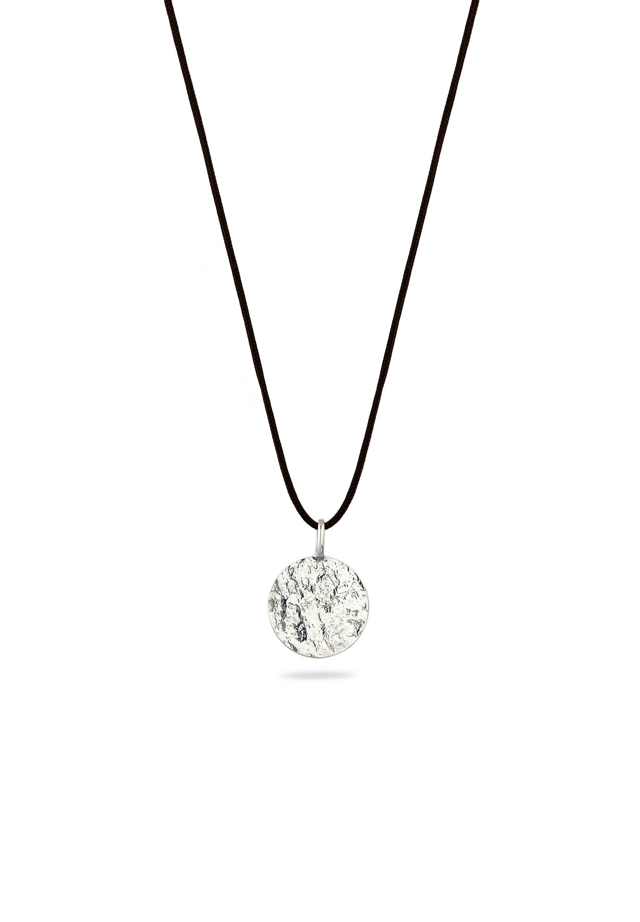 Silberkette Nylon Anhänger Plättchen 925 Sterling Silber