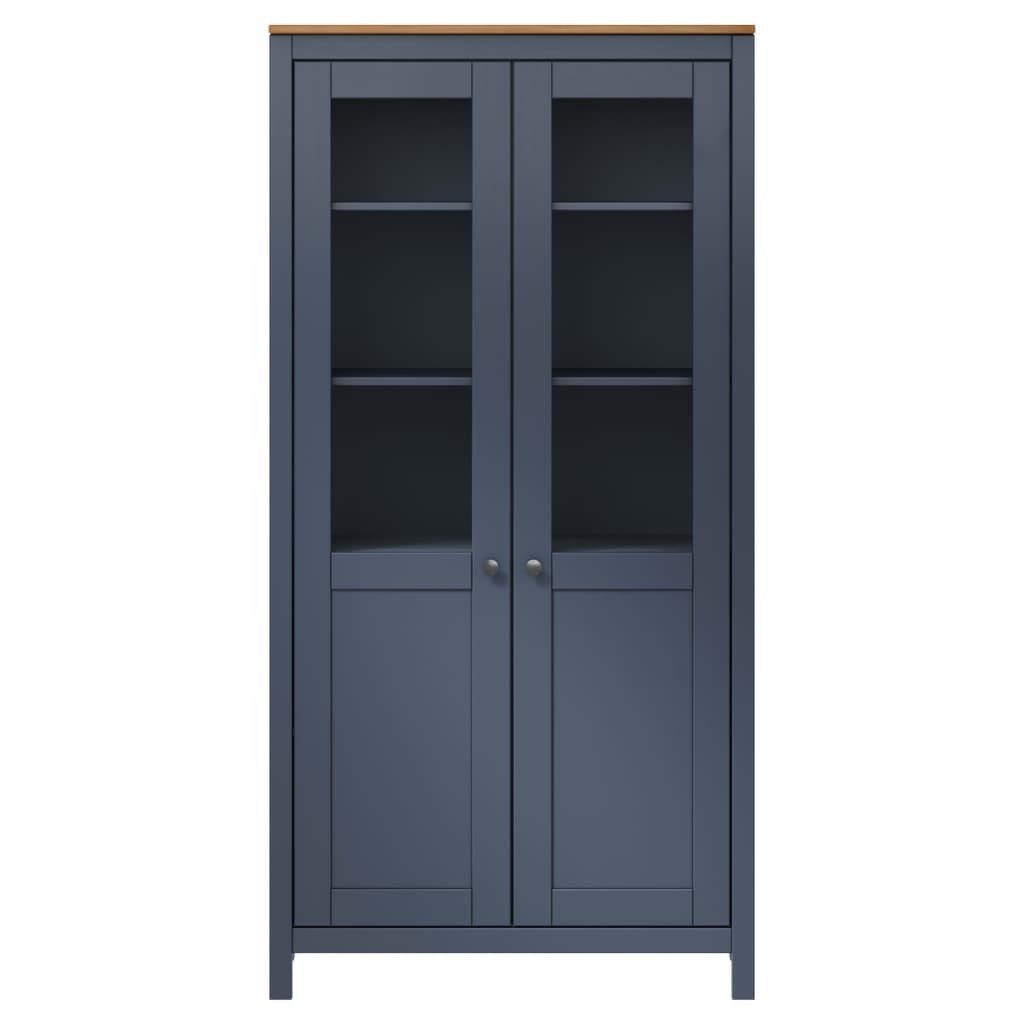 furnicato Highboard Rustikales aus massivem Kiefernholz, 85 x 37 x 170,5 cm (1 St), Stabile Vitrine mit Hartglasfenstern und viel Stauraum für Wohnraum