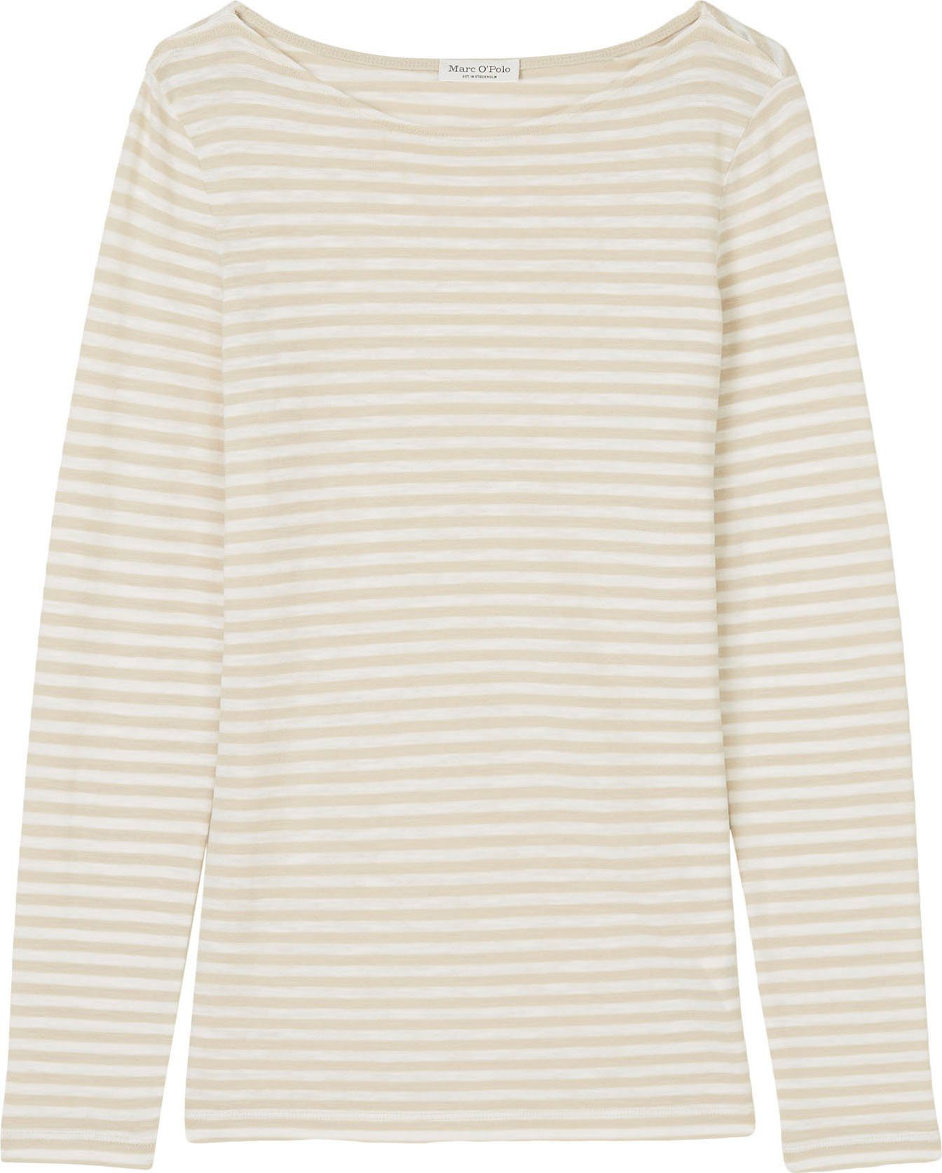 O'Polo beige-offwhite leichtem U-Boot-Ausschnitt mit Langarmshirt Marc