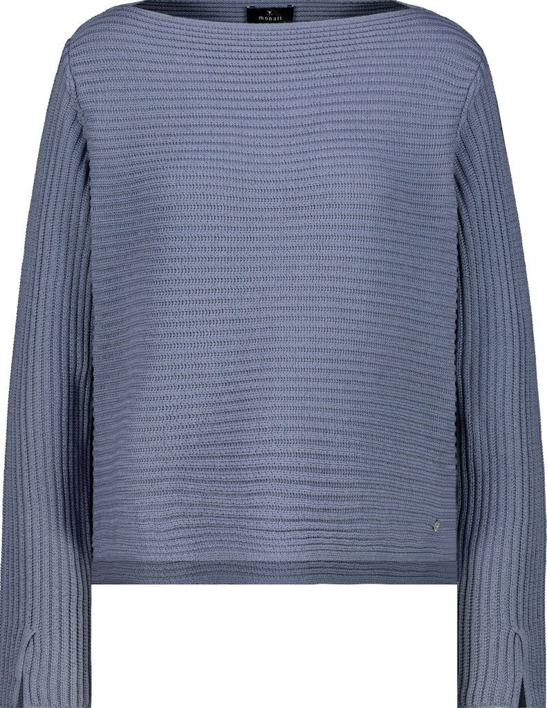 Monari Rundhalspullover Mit geripptem Design und geschlitztem Ärmelsaum günstig online kaufen