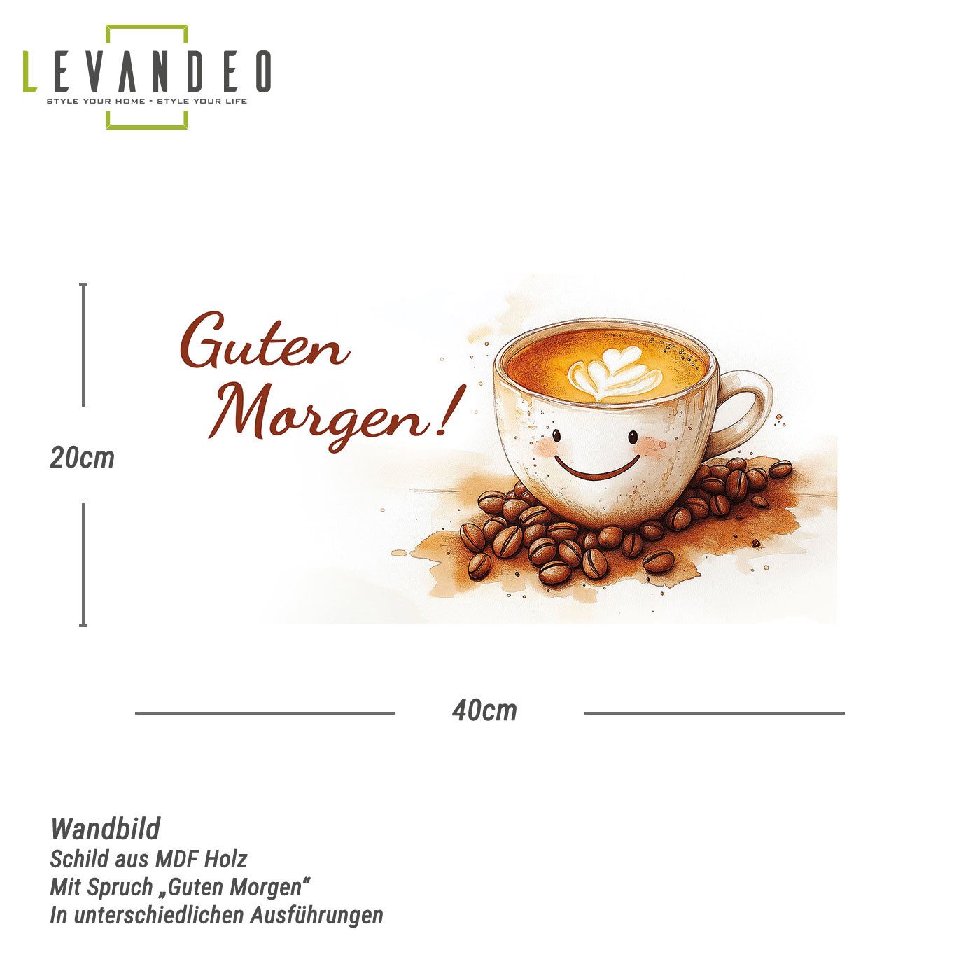 Levandeo® Wandbild, Wandbild 40x20cm Guten Morgen günstig online kaufen