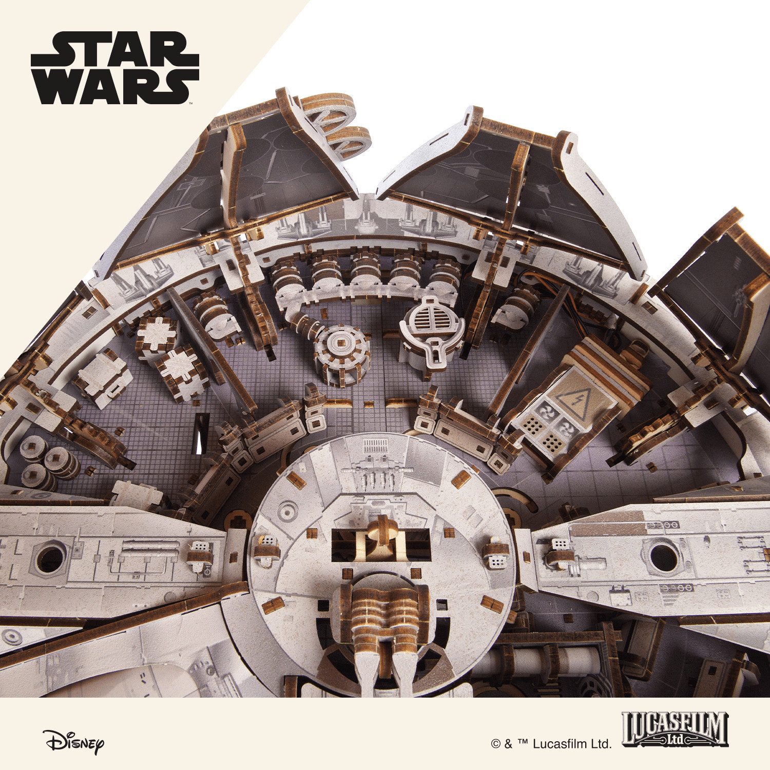 UGEARS Modellbausatz Star Wars Millennium Falcon Raumschiff aus Holz, (1235-tlg) – Bild 2 von 5