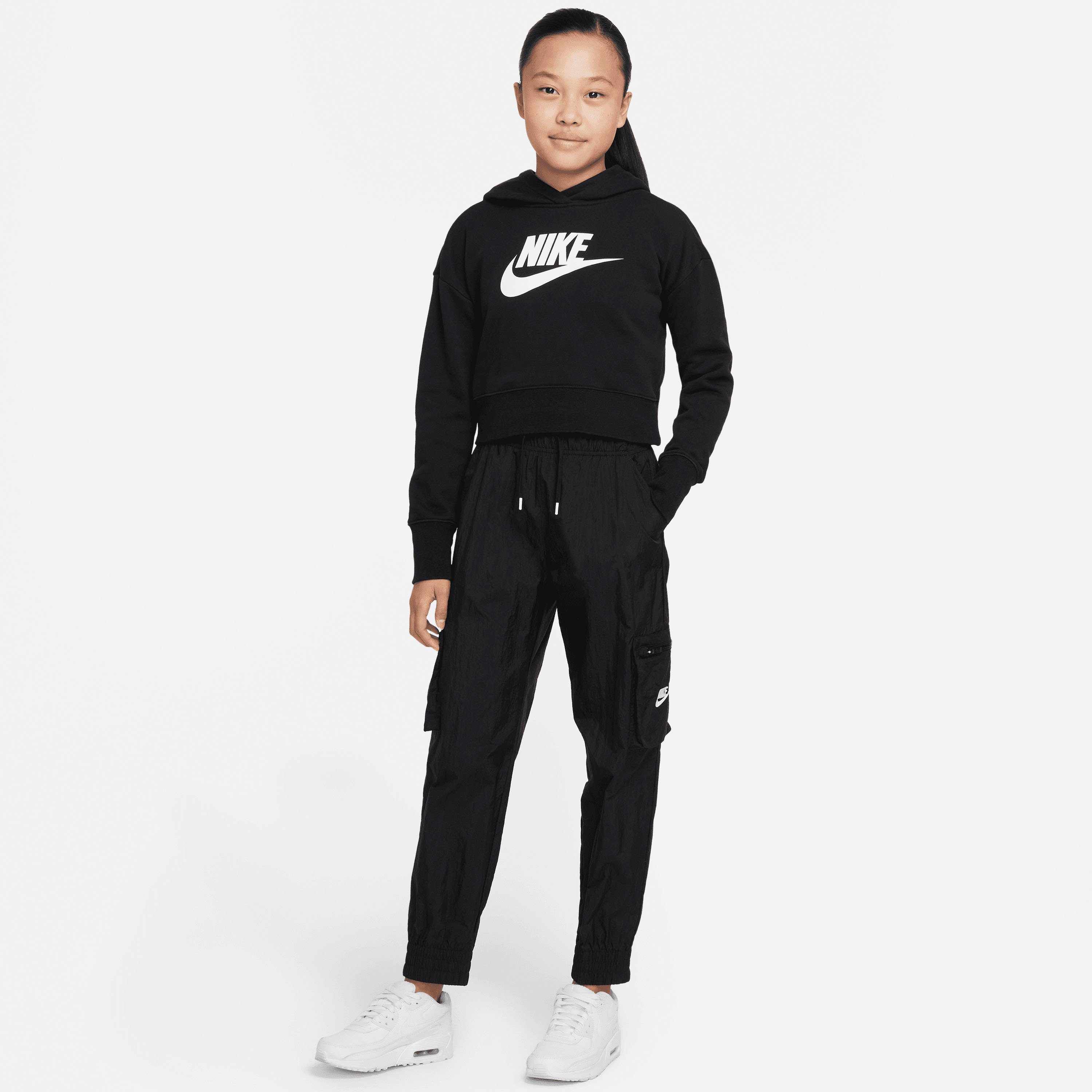 Cargo Kids' Pants BLACK/WHITE Nike Woven Sporthose Big (Girls) Sportswear