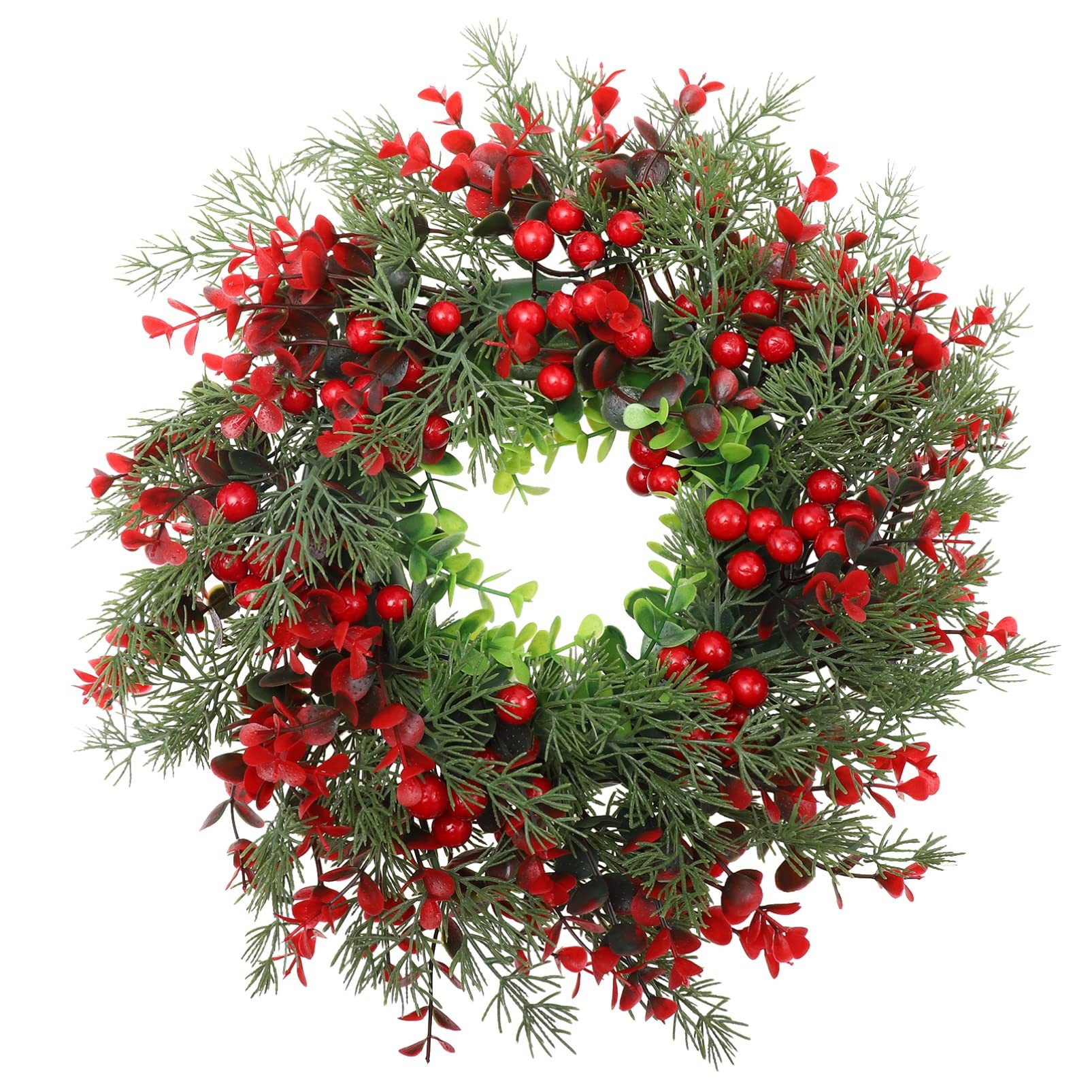 Kunstkranz Künstlicher Weihnachtskranz, roter Beerenkranz, Winterkranz, Coonoor, zur Dekoration von Veranden, Wänden und Fenstern