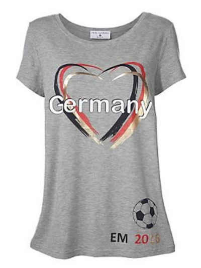 YESET T-Shirt Damen T-Shirt Germany Fussball EM 2016 Tunika kurzarm grau 004712