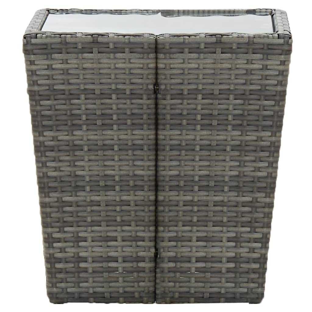 furnicato Beistelltisch Rustikaler Teetisch 41,5x41,5x43 cm in Grau mit transparenter (1-St), Wetterfester Outdoor-Tisch mit UV-beständigem Gestell für den Garten