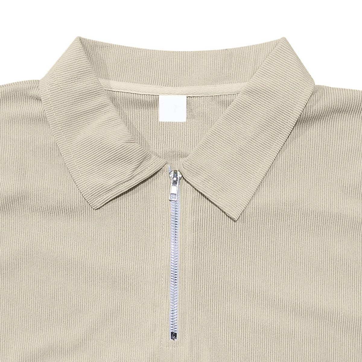 Allthemen Poloshirt mit Cord-Struktur Halbzip Kurzarmshirt