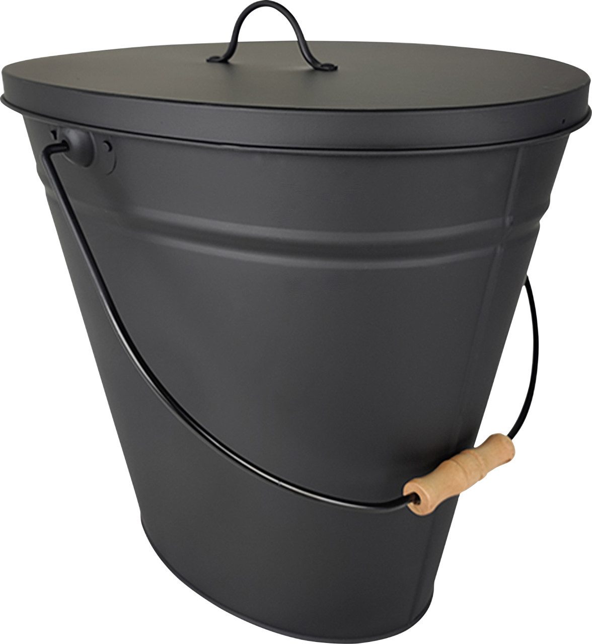 Kleining Mülleimer Mülleimer Ascheeimer oval, mit Deckel matt/schwarz