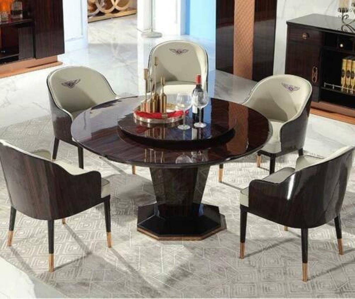 JVmoebel Esszimmer-Set, Esstisch Stühle Tisch Designer Stühle Rund Tische Holz Designer