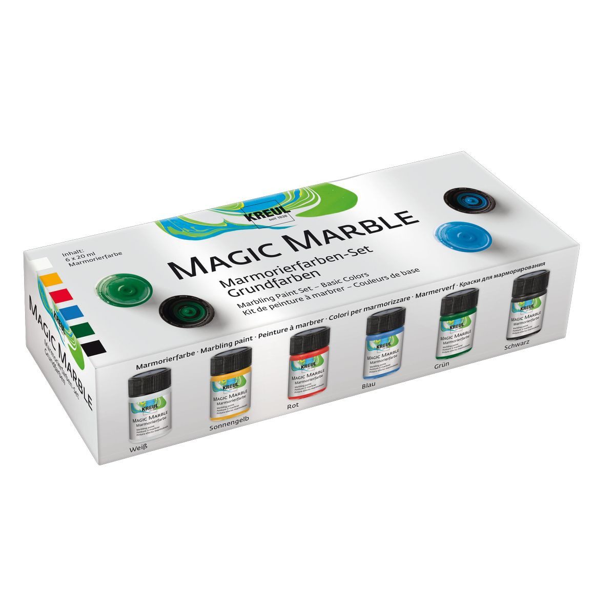C. KREUL Bastelfarbe KREUL Magic Marble Marmorierfarben Set Grundfarben 6x20ml