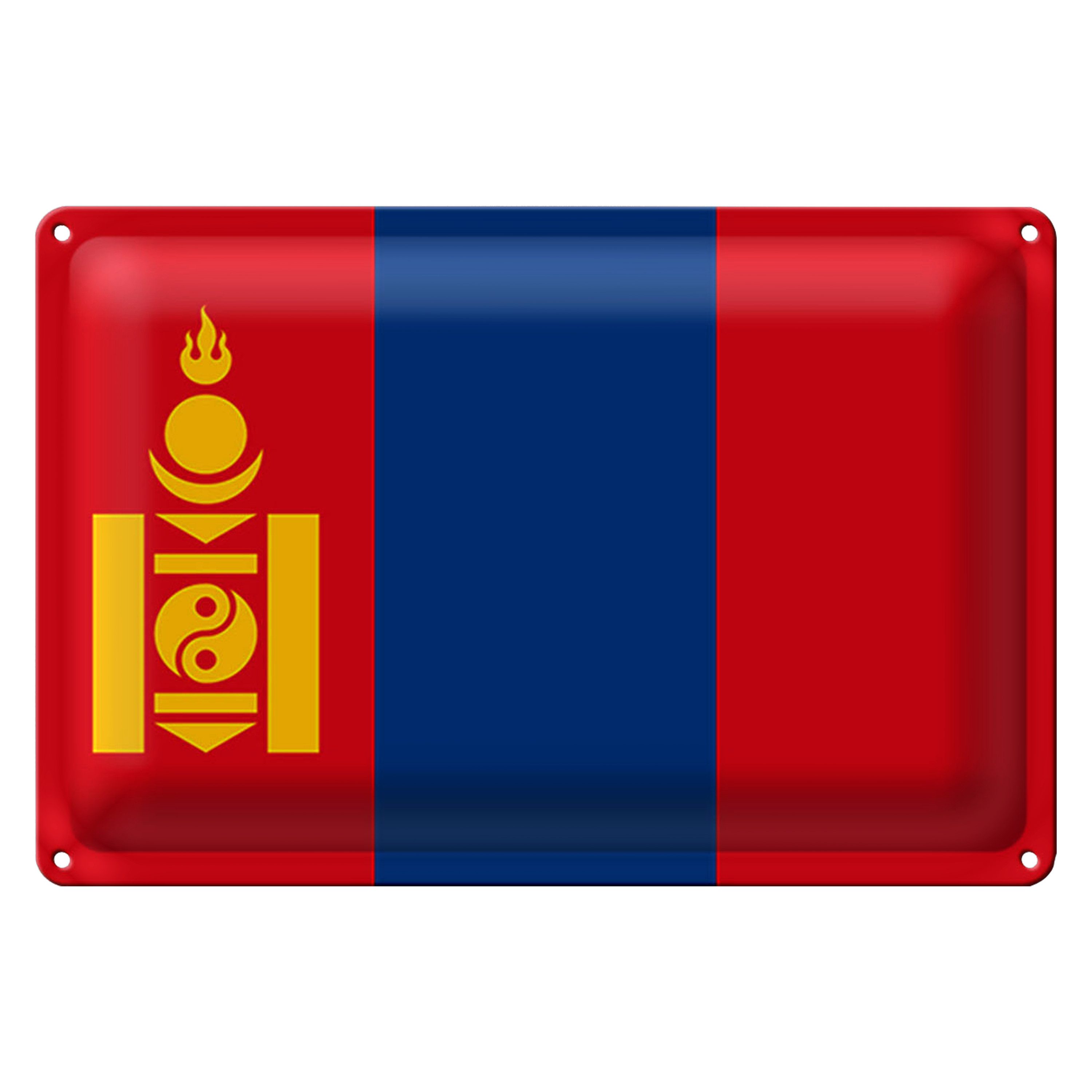 Roomando Metallschild Flagge Mongolei 40x30cm Flag of Mongolia