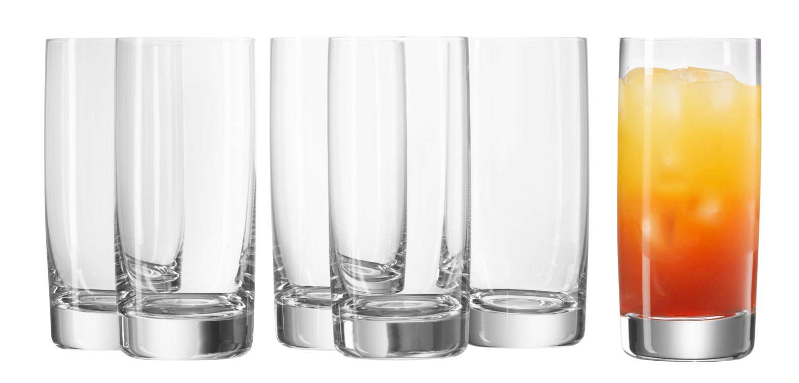 WMF Longdrinkglas EasyPlus Longdrinkgläser, 6 Stück, 6-tlg., Kristallglas, 6-teilig, 360ml, feiner Mundrand, spülmaschinengeeignet