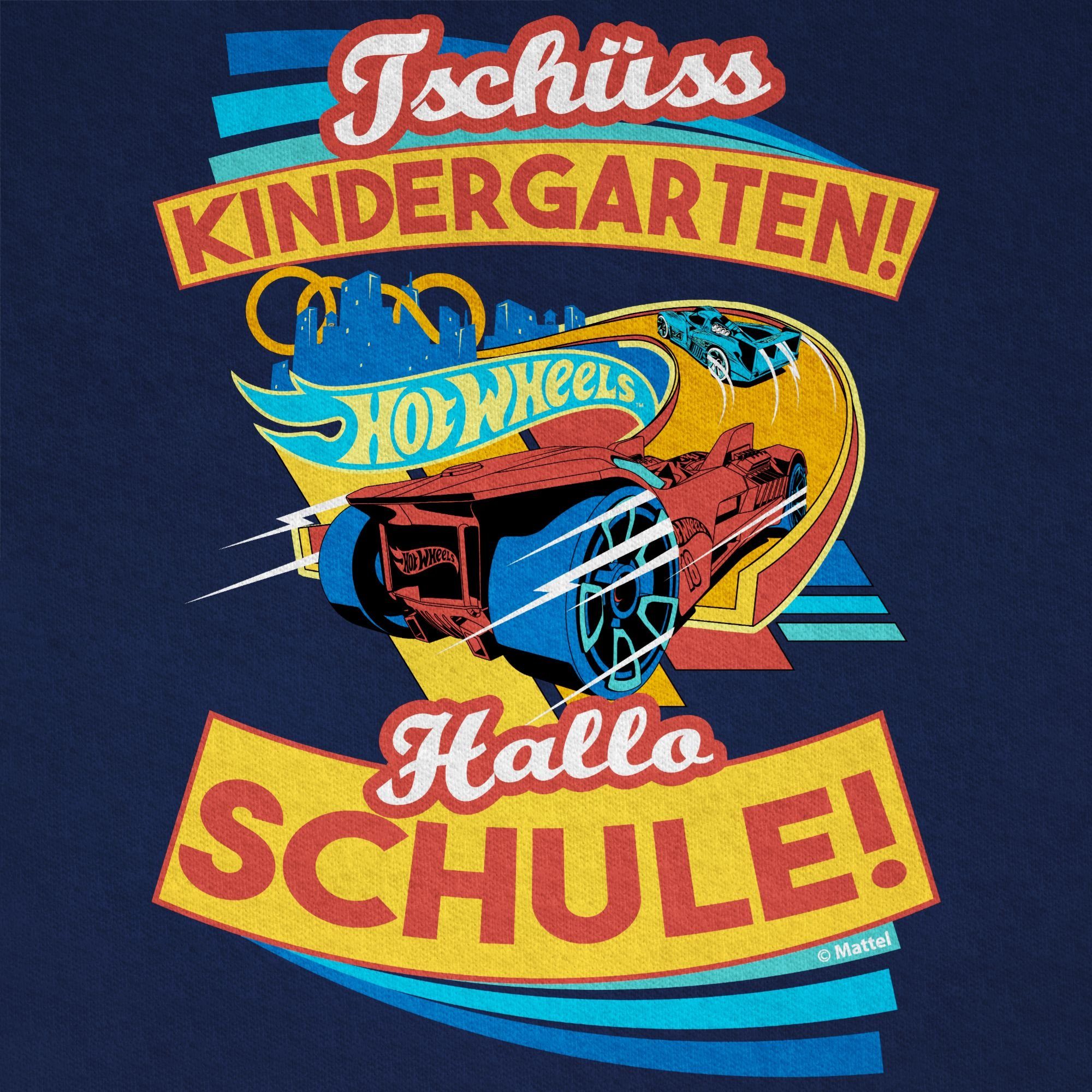 Hallo 02 Tschüss Kindergarten! Dunkelblau Schule! Hot Shirtracer Wheels T-Shirt Jungen