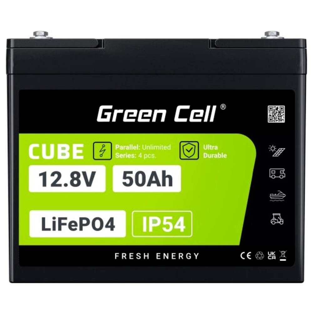 Green Cell Akku 50Ah 12.8V 640Wh Lithium-Eisen-Phosphat Batterie GC-LFPGC12V50AH Akku, Schraubkontakt