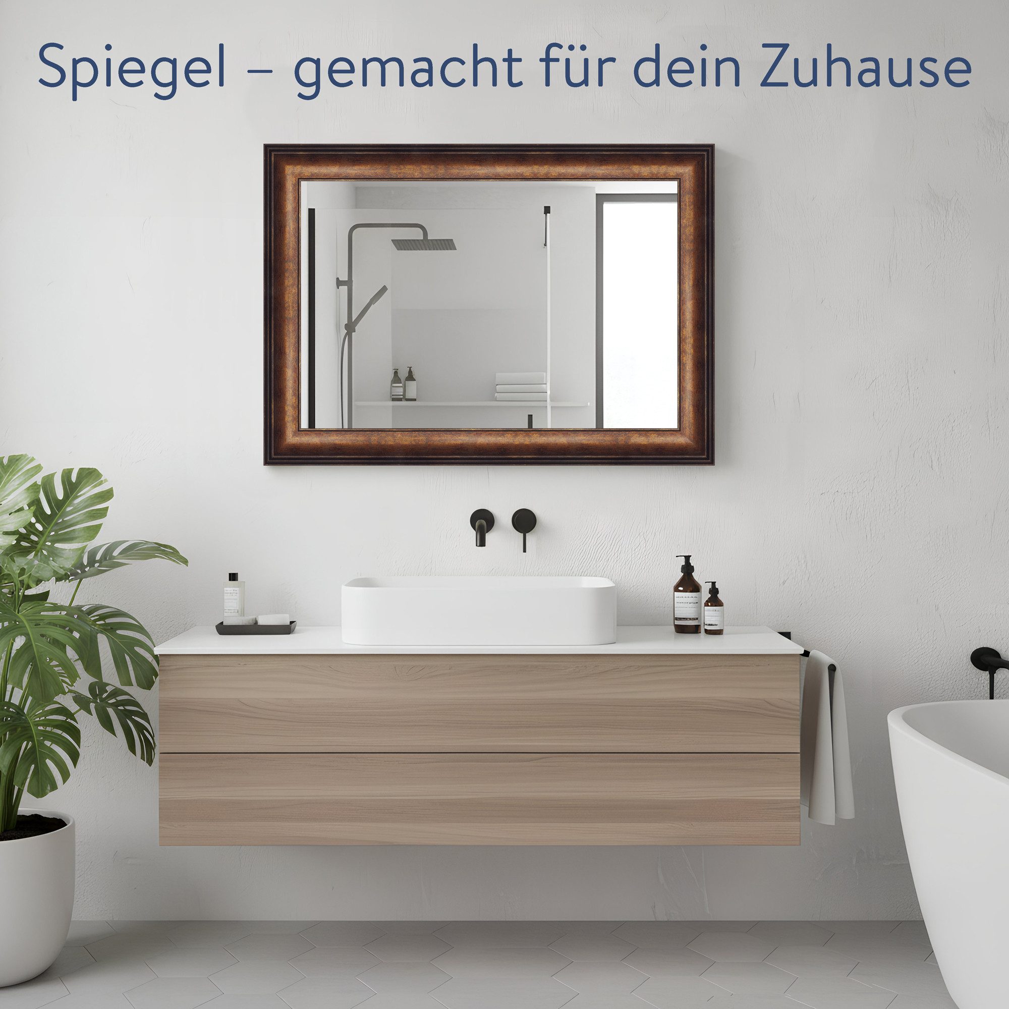 WANDStyle Wandspiegel H235, Vintage Spiegel Bronze 50x60 cm, großer Wandspiegel Bronze 50x60