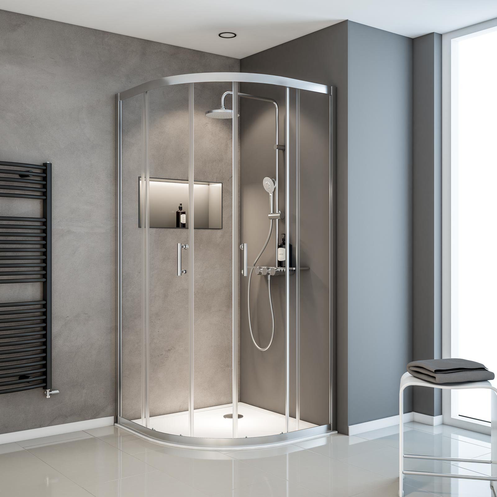 Schulte Runddusche Sunny, Höhe: 190 cm, BxT: 90x90 cm, 5 mm Sicherheitsglas, Schiebetüren, für Duschwannen mit Radius 55 cm