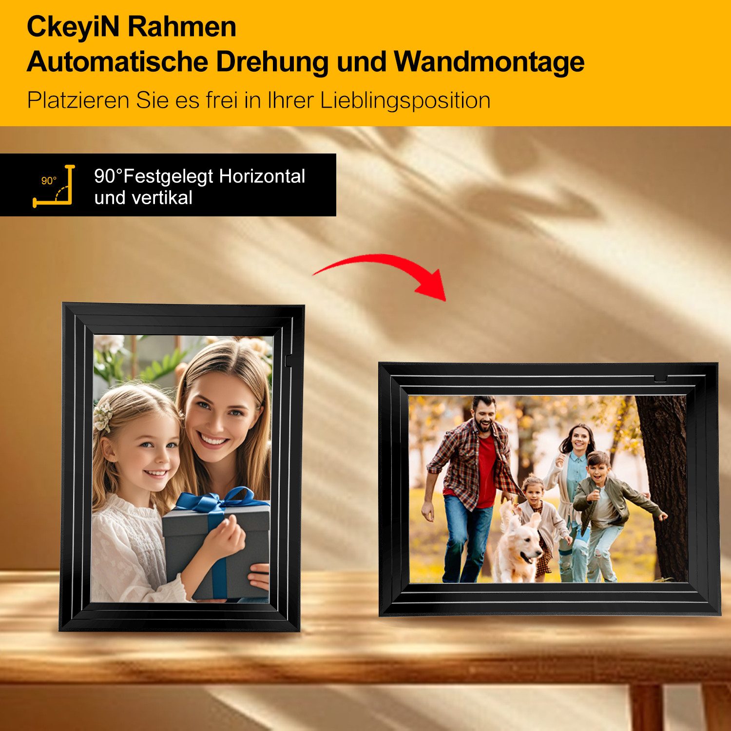 CkeyiN 10,1'' Digitaler Fotorahmen mit WiFi-Fotoübertragung 1920 x 1080 Pixel Digitaler Bilderrahmen (Touchscreen Digitaler Bilderrahmen mit VPhoto Foto/Video-Sharing)