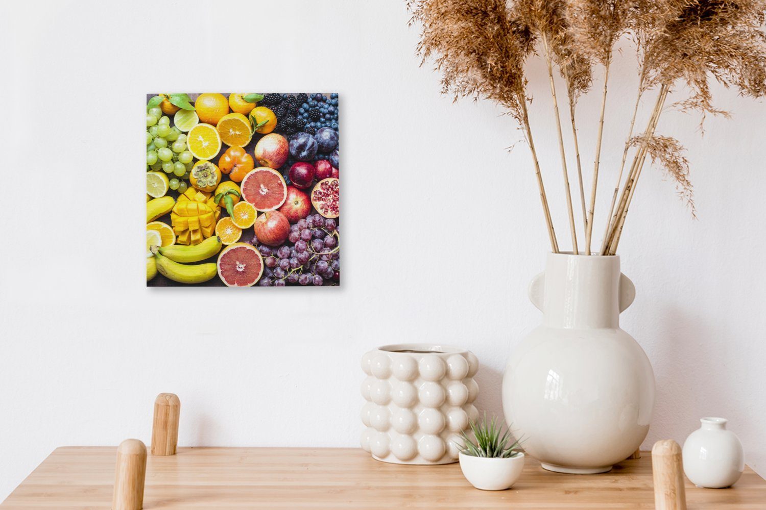 - (1 Wohnzimmer Bilder - Leinwand Farben, St), Regenbogen für OneMillionCanvasses® Obst bunt Schlafzimmer Leinwandbild