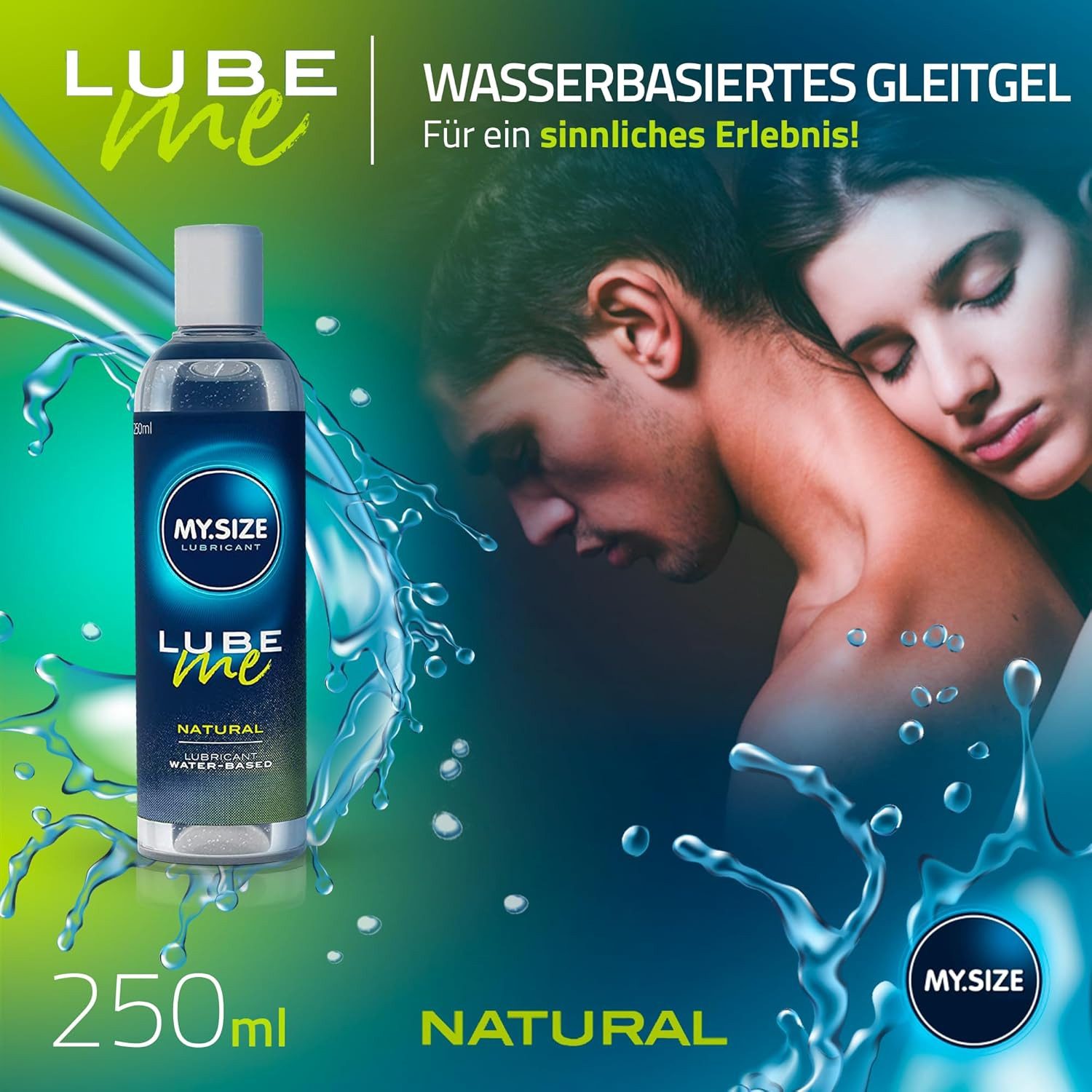MY.SIZE Gleitgel Lube Me Natural, medizinisches Gleitmittel auf Wasserbasis, ohne Aroma, farblos