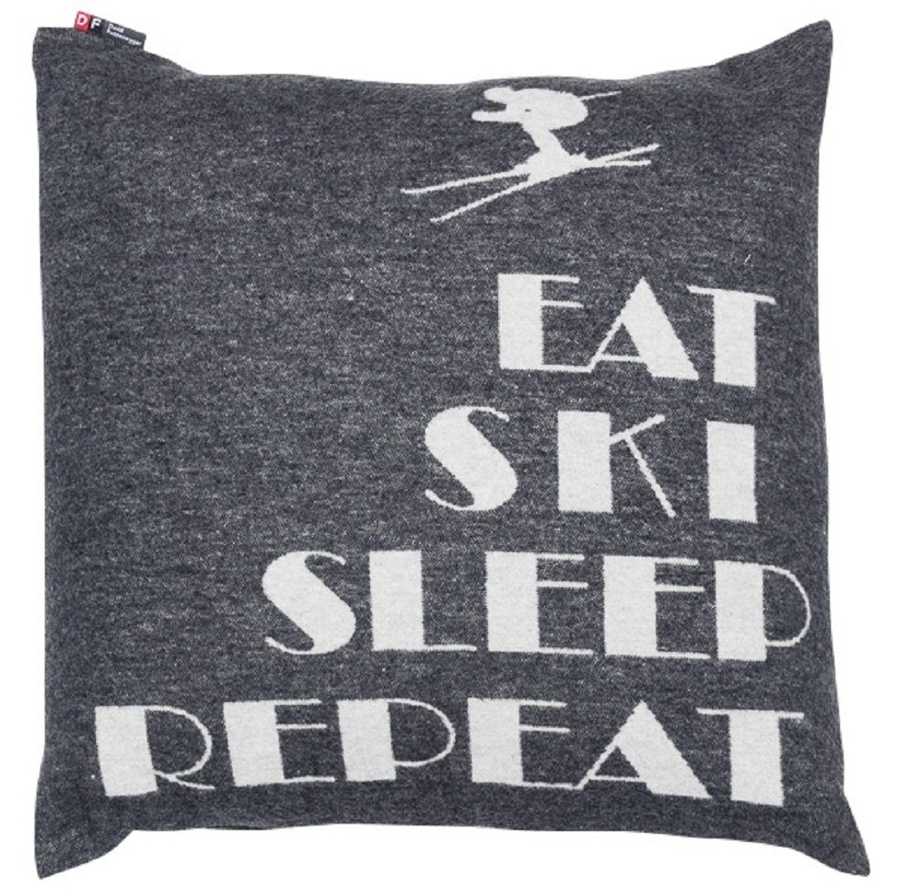 Kissenhülle Silvretta 'Eat Ski Sleep Repeat' 50 x 50 cm, DAVID FUSSENEGGER Anthrazit