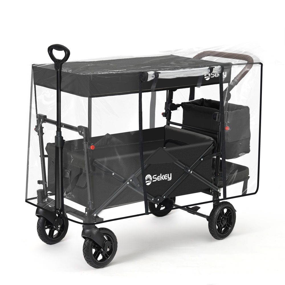 Sekey Kinderwagen-Regenschutzhülle Regenschutzhülle Schutzhülle für Bollerwagen Faltbar - Wetterschutz, Mit vier Reißverschlüssen und vier Hornverschlüssen