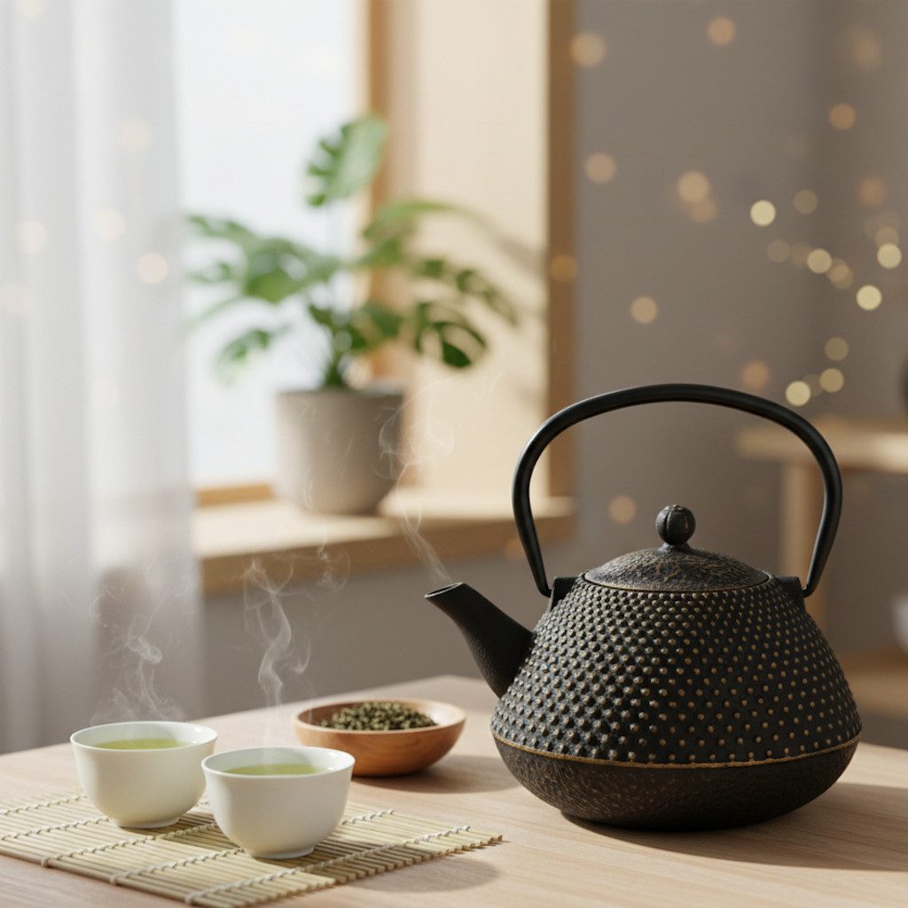 MF Teekanne Teekanne Sendai Gusseisen 800ml Schwarz Gold mit Sieb, (1-St)