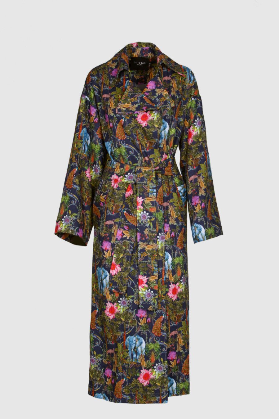 Boscana Trenchcoat Blauer Mantel im floralen Design