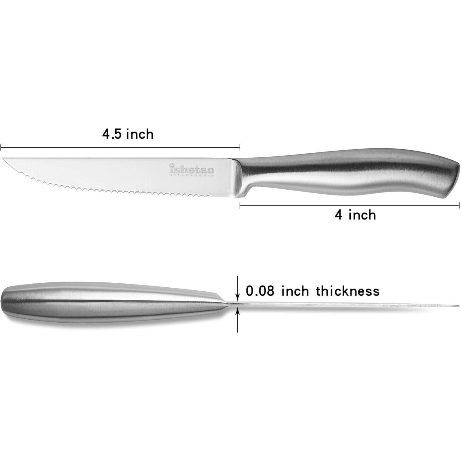 LuxusKollektion Steakmesser Steakmesser Set 6-teilig Edelstahl Wellenschliff spülmaschinengeeignet