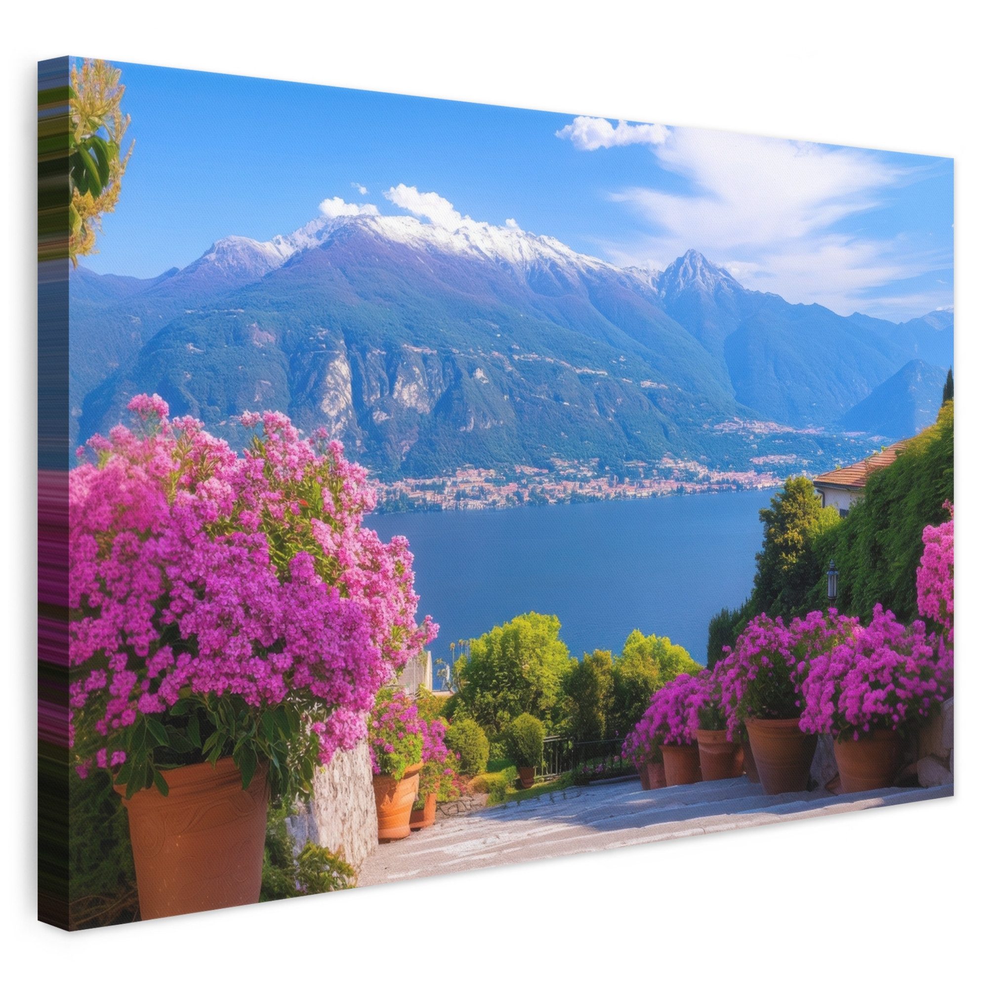 OneMillionCanvasses® Leinwandbild Comer See - Italien - Landschaft, Fotodruck (1 St), Leinwand Bilder Klein, Wand Dekoration Aesthetic 30x20 cm