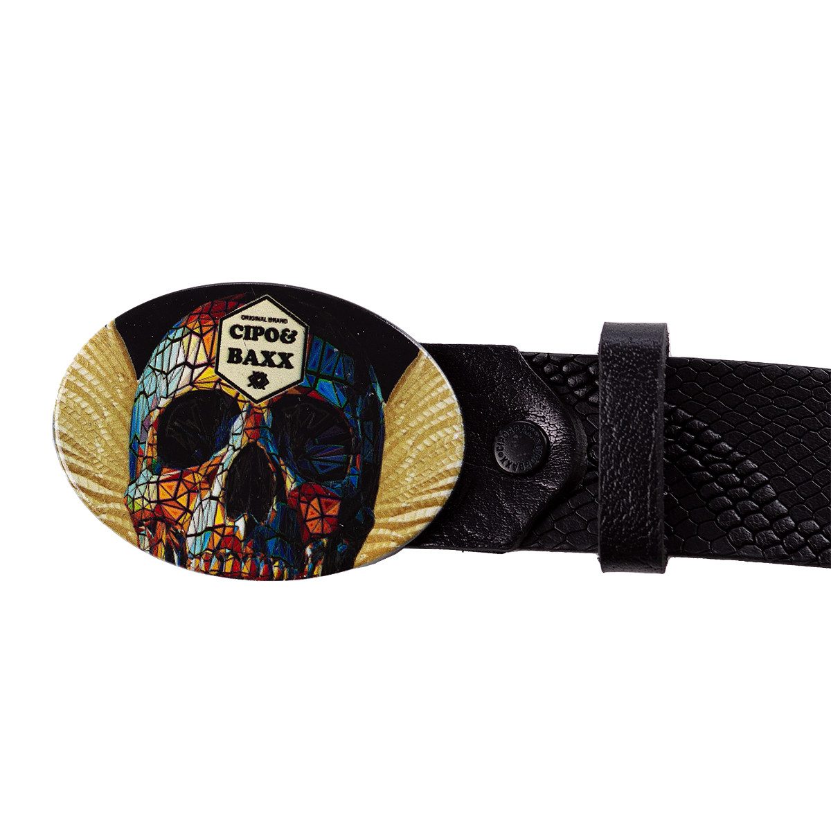 Cipo & Baxx Ledergürtel Gürtel BA-CG202 (1-St) mit Totenkopfschnalle und Sc günstig online kaufen