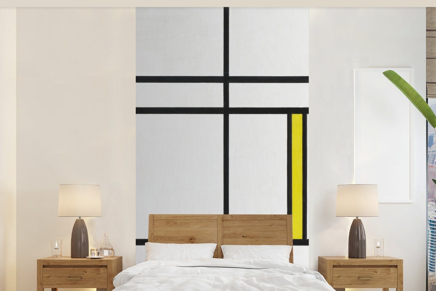 MuchoWow Fototapete Komposition in Weiß, Rot und Gelb - Piet Mondrian, Matt, bedruckt, (2 St), Vliestapete für Wohnzimmer Schlafzimmer Küche, Fototapete