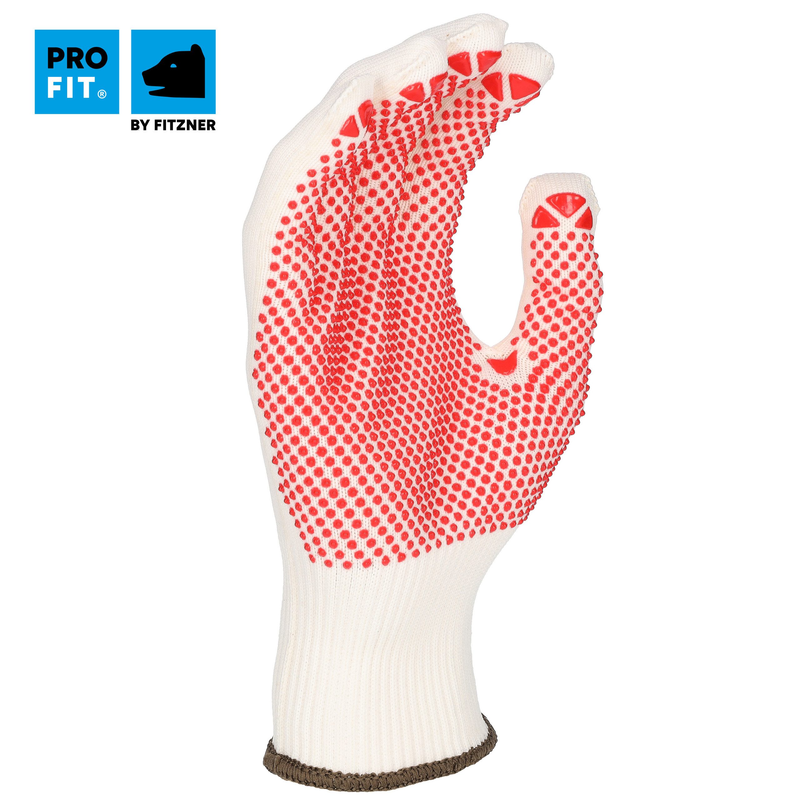PRO FIT Strickhandschuhe Feinstrickhandschuh mit Noppen, Arbeitshandschuhe mit Punktbenoppung (12, Paar) rutschfest, hautverträglich, nahtlos