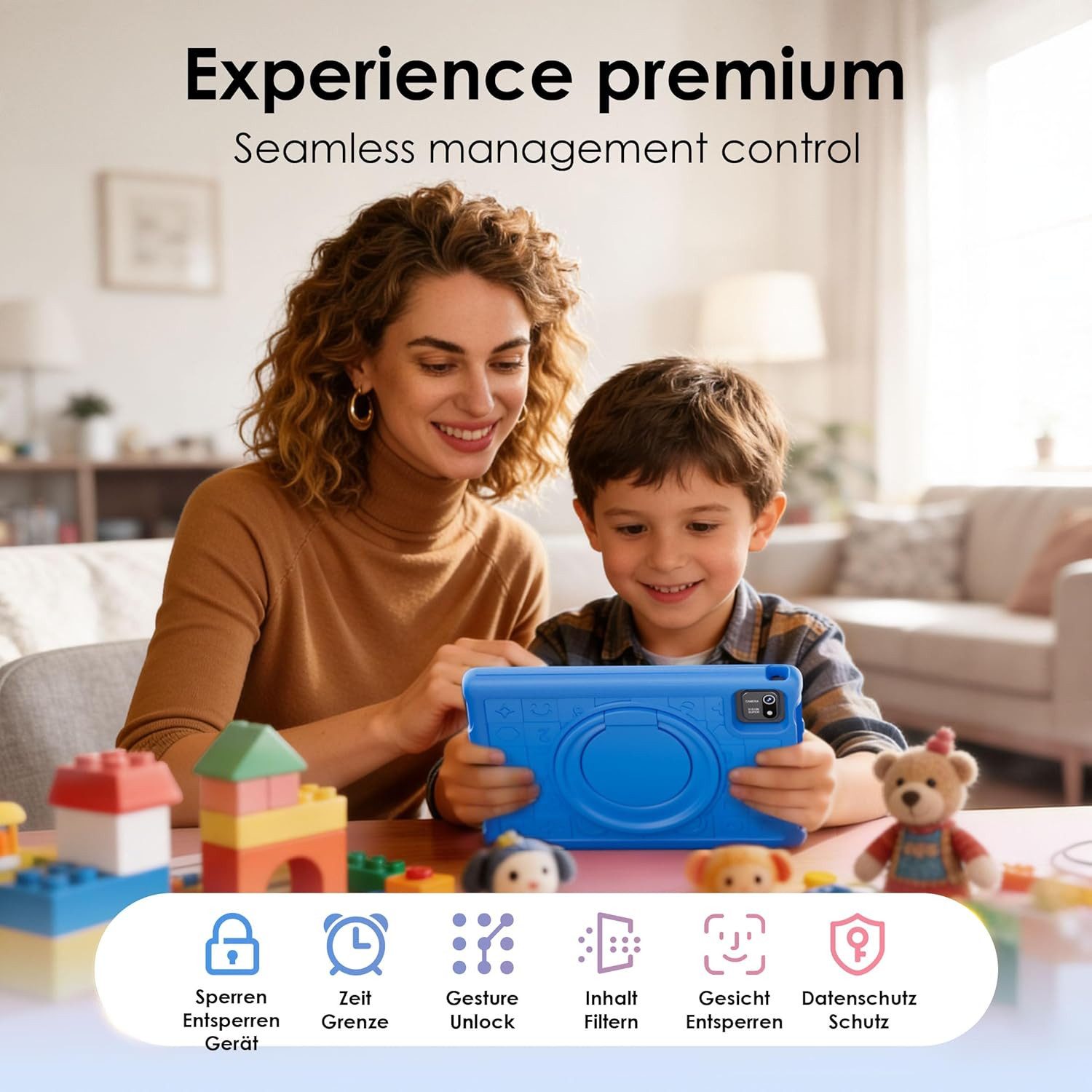 ZENTALITY (2 TB), 5G WLAN 6, Widevine L1, Kindersicherung, 8-Kern-Prozessor Tablet (10", 64 GB, Android 15, mit 8000 mAh Akku inklusive EVA-Schutzhülle und 360° drehbarem Ständer)