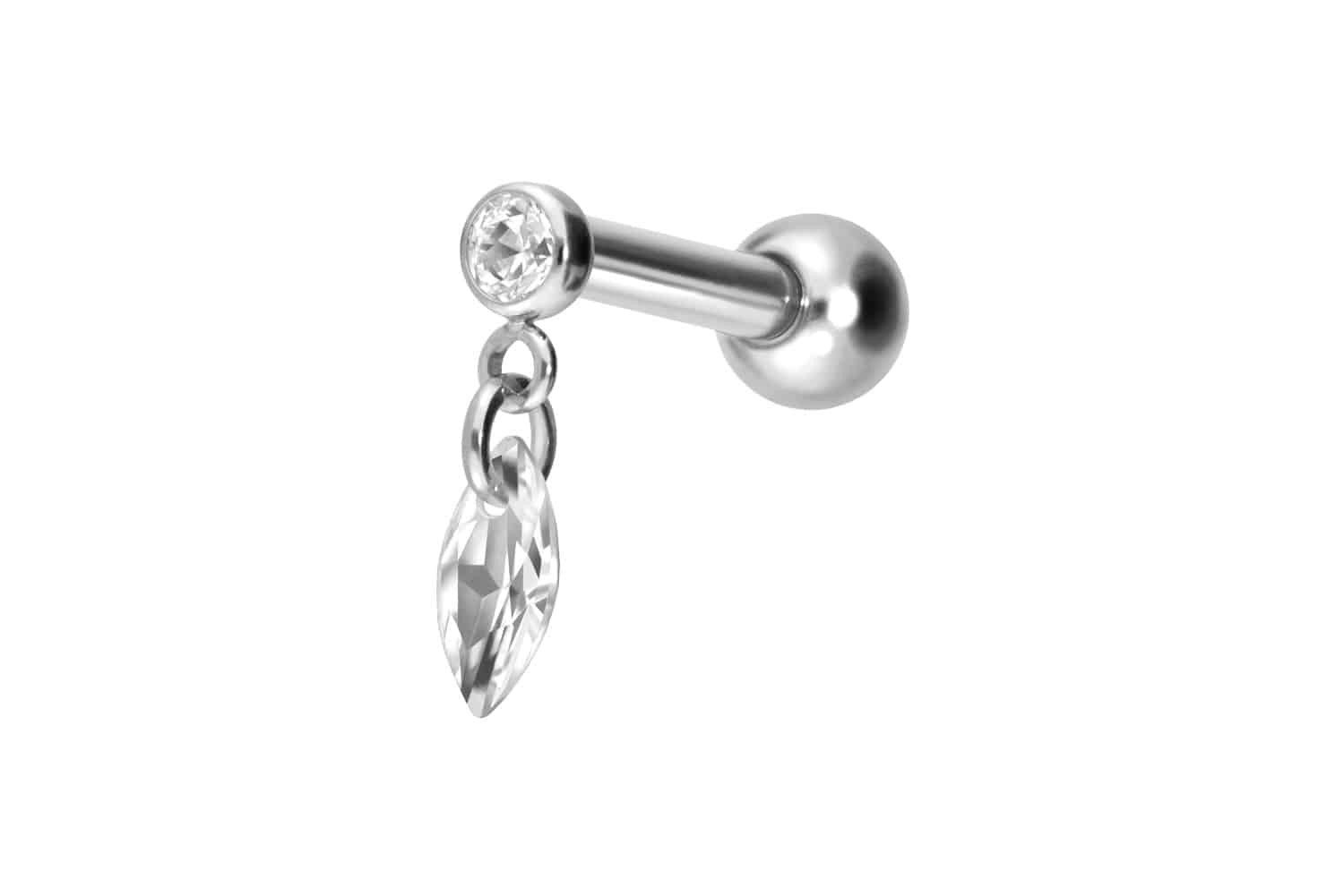 Piercing-Set Titan Ohrpiercing mit Innengewinde KRISTALLOVAL