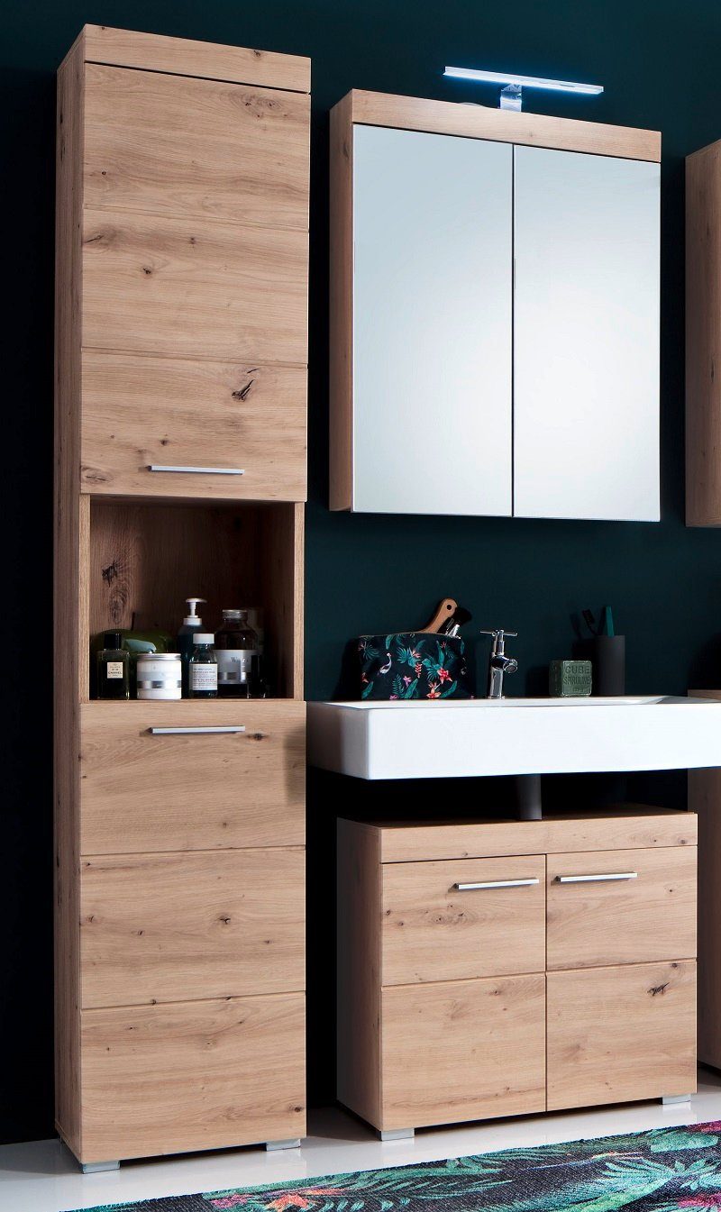 trendteam Badmöbel-Set Badezimmer-Set Amanda, Eiche Asteiche, 3-teilig, (3-St)