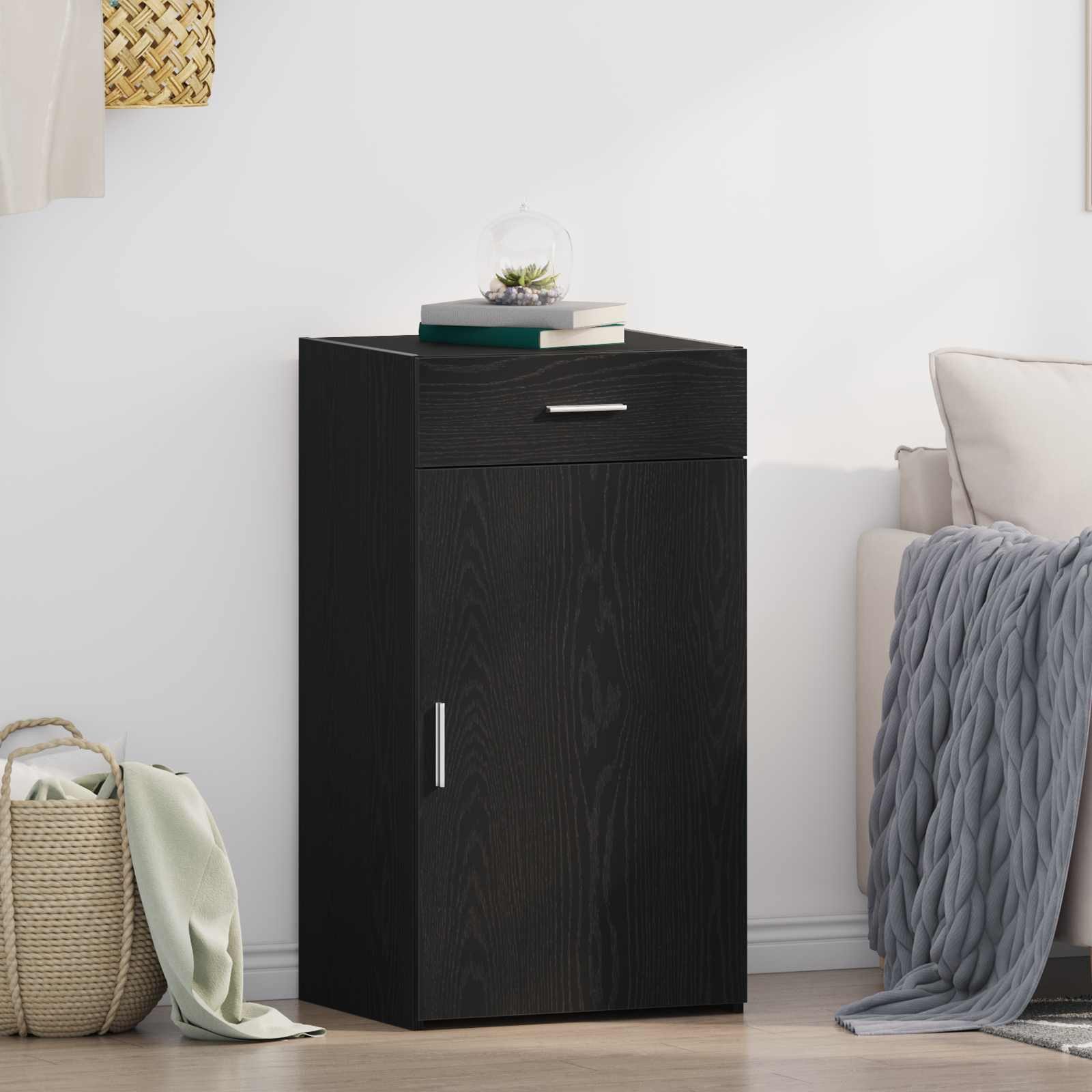 vidaXL Sideboard Sideboard Schwarz Eichen-Optik 50 x 42,5 x 93 cm (1 St)