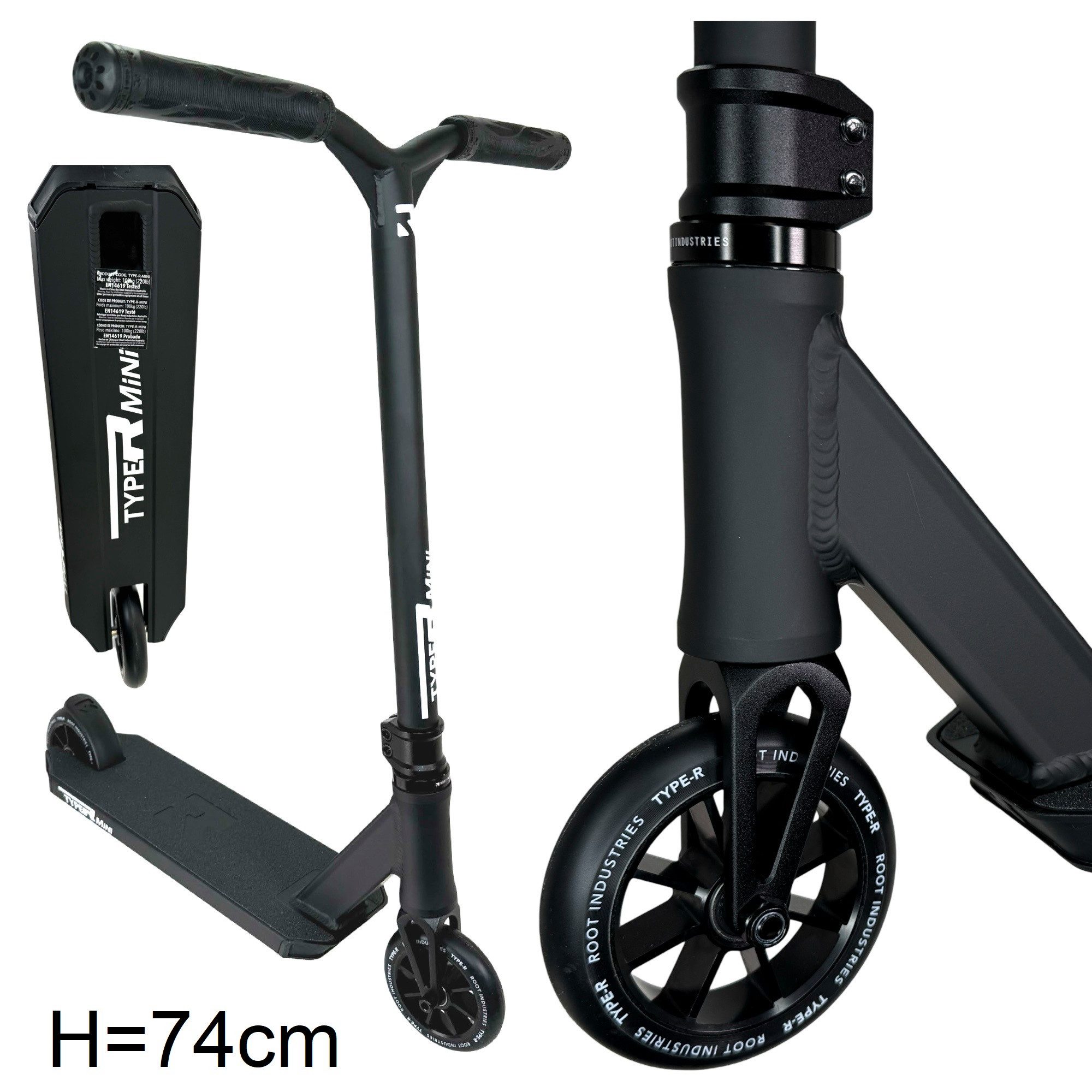 Root Industries Stuntscooter Root Industries Type R Mini Stunt-Scooter H=74cm Schwarz Matt