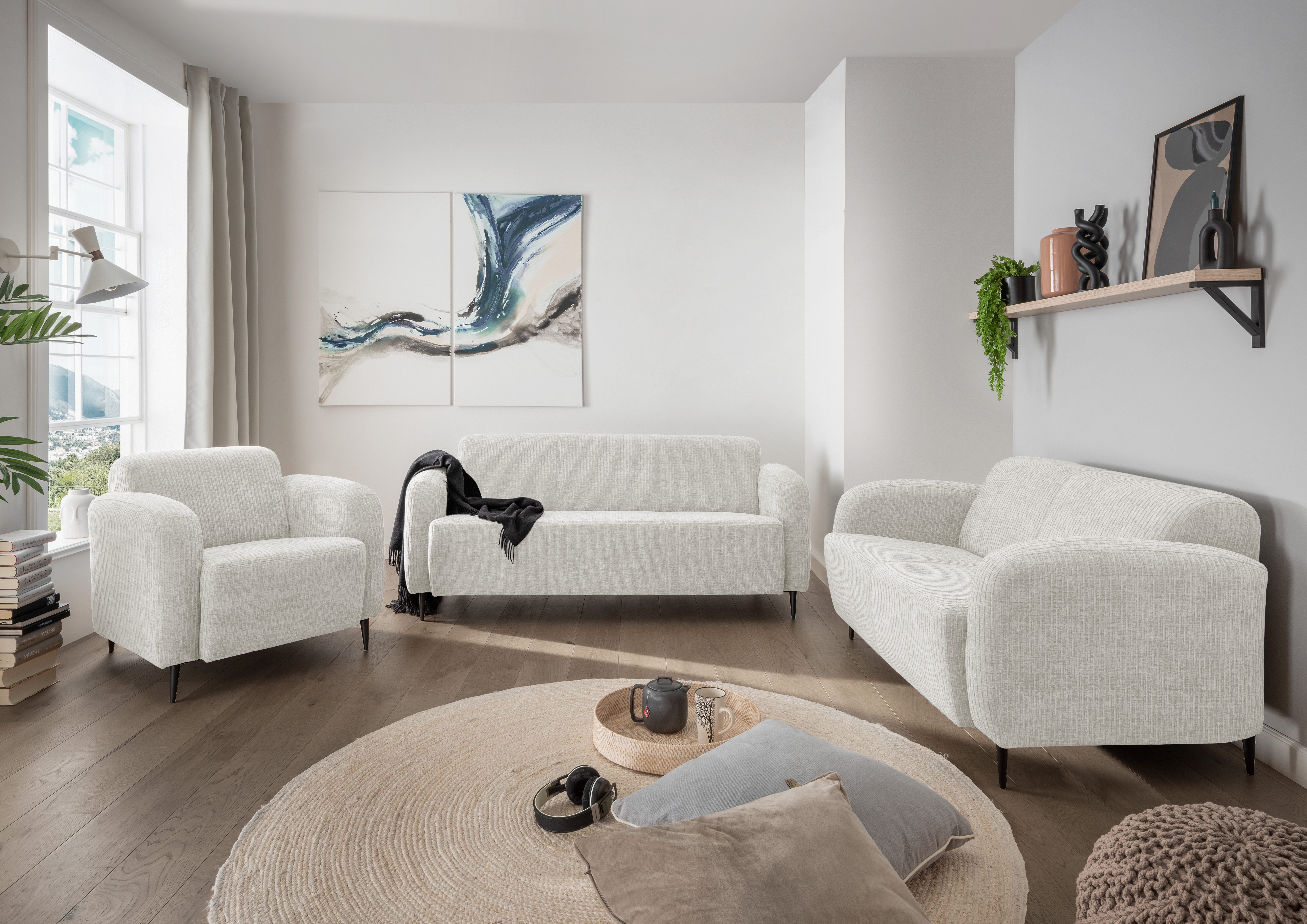 Home affaire Polstergarnitur Marone, (Set, 3-tlg., 3-Sitzer, 2-Sitzer, Sessel), auch einzeln erhältlich