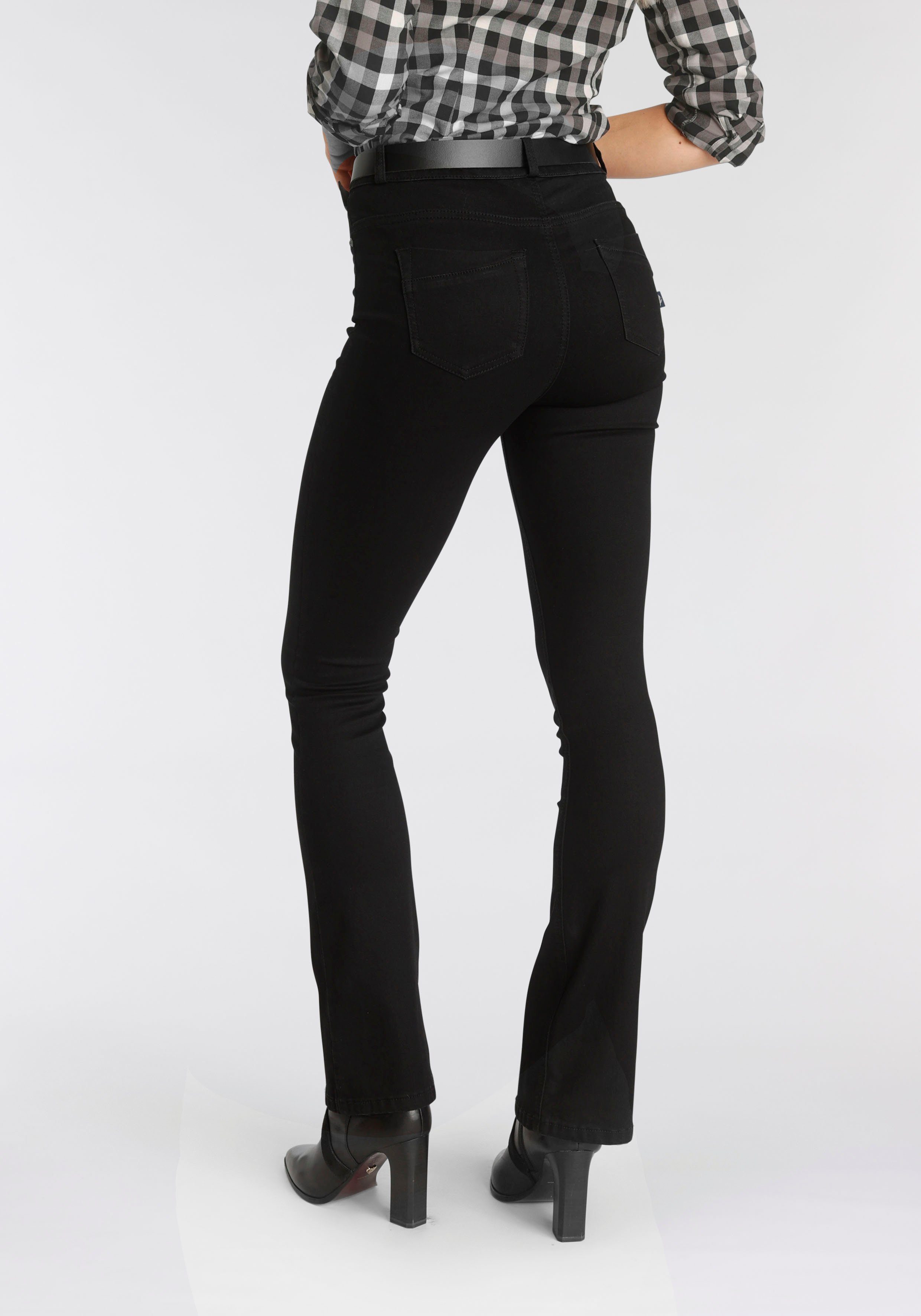 Arizona Bootcut-Jeans Ultra Stretch High Waist mit black Shapingnähten