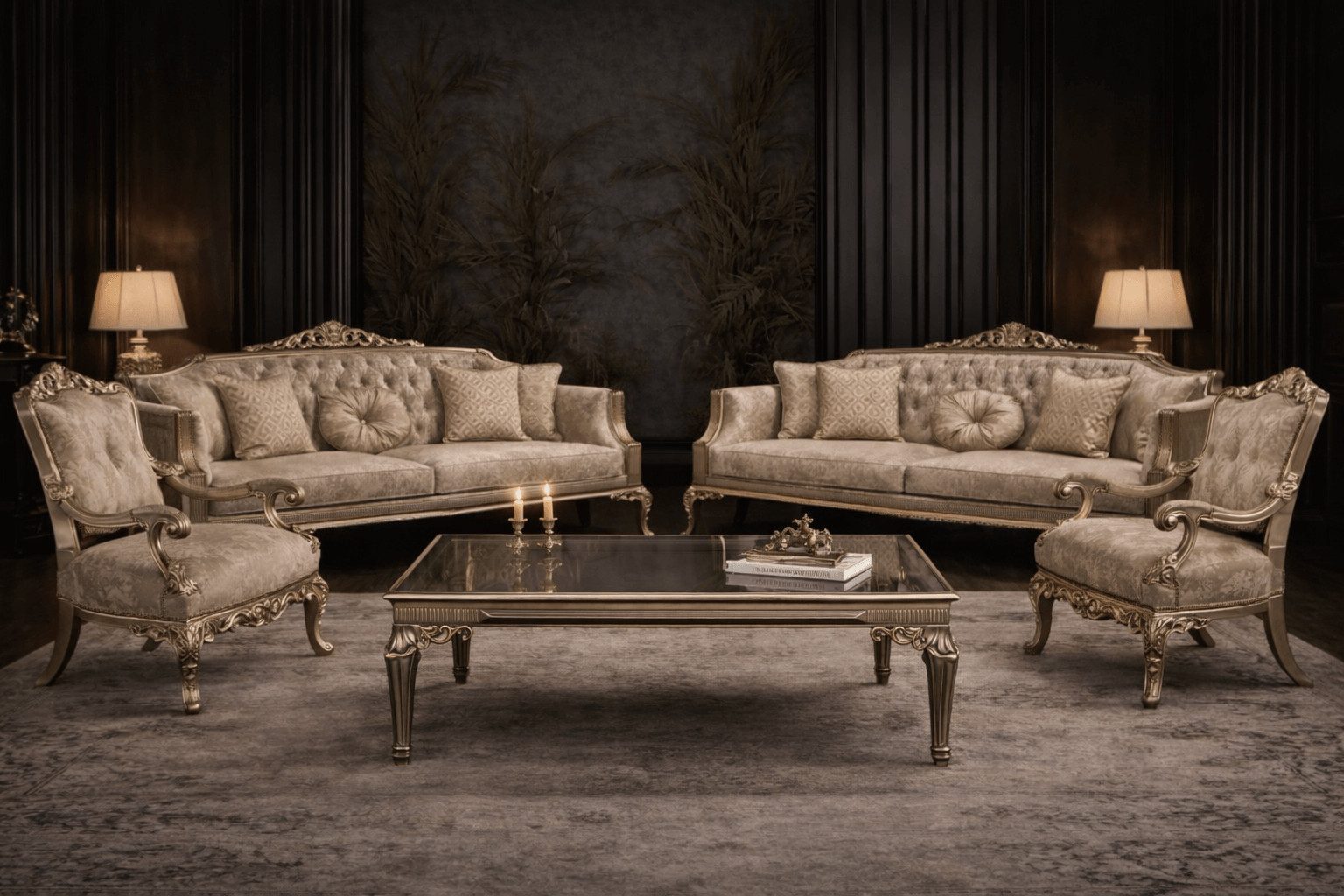 JVmoebel Chesterfield-Sofa Klassische Beige Chesterfield Couchgarnitur 3-Sitzer Couchtisch, 5 Teile, Made in Europa